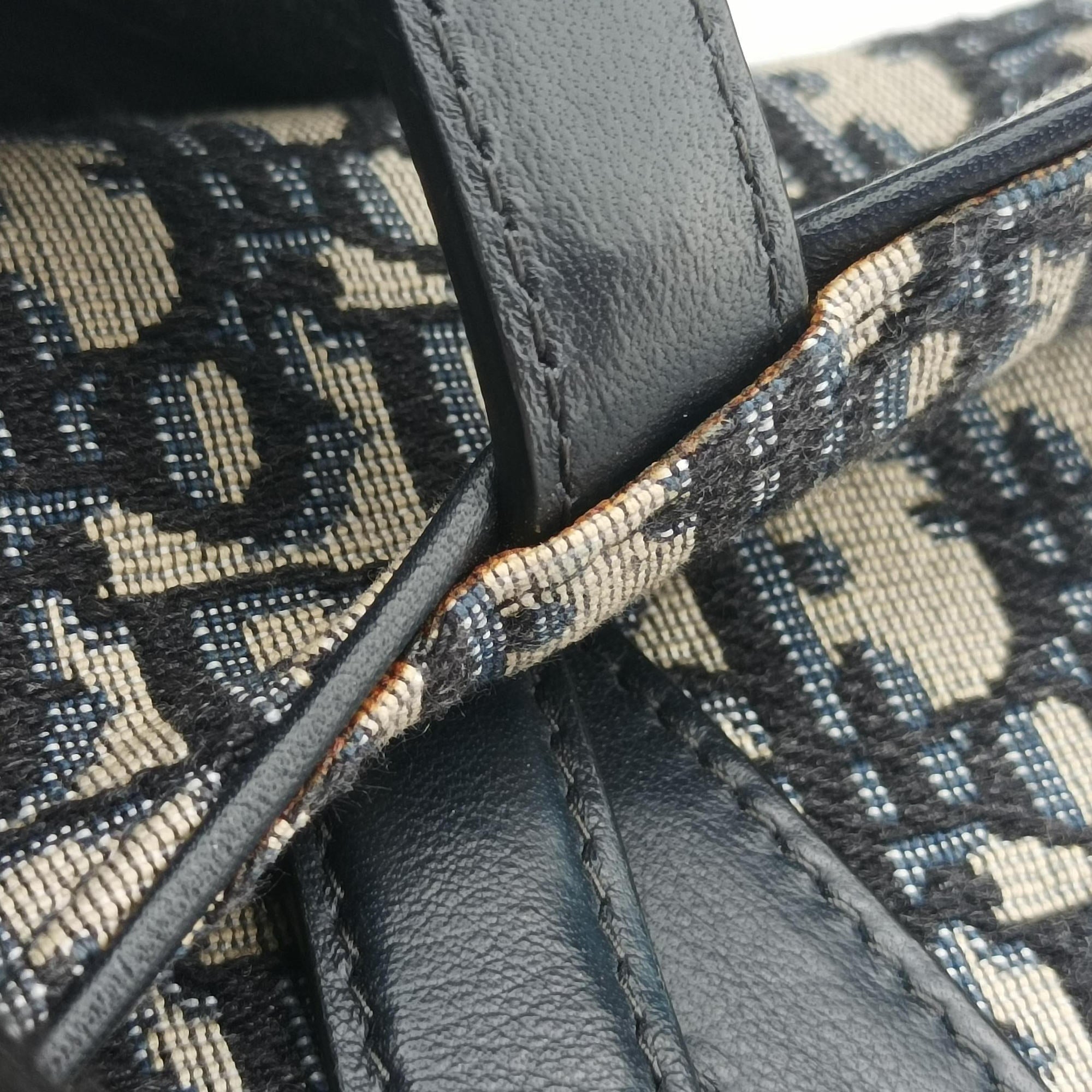 Saddle Navy Jacquard×Leather 50-MA-1119サドル ブルーブラック ジャガード×レザー 50-MA-1119