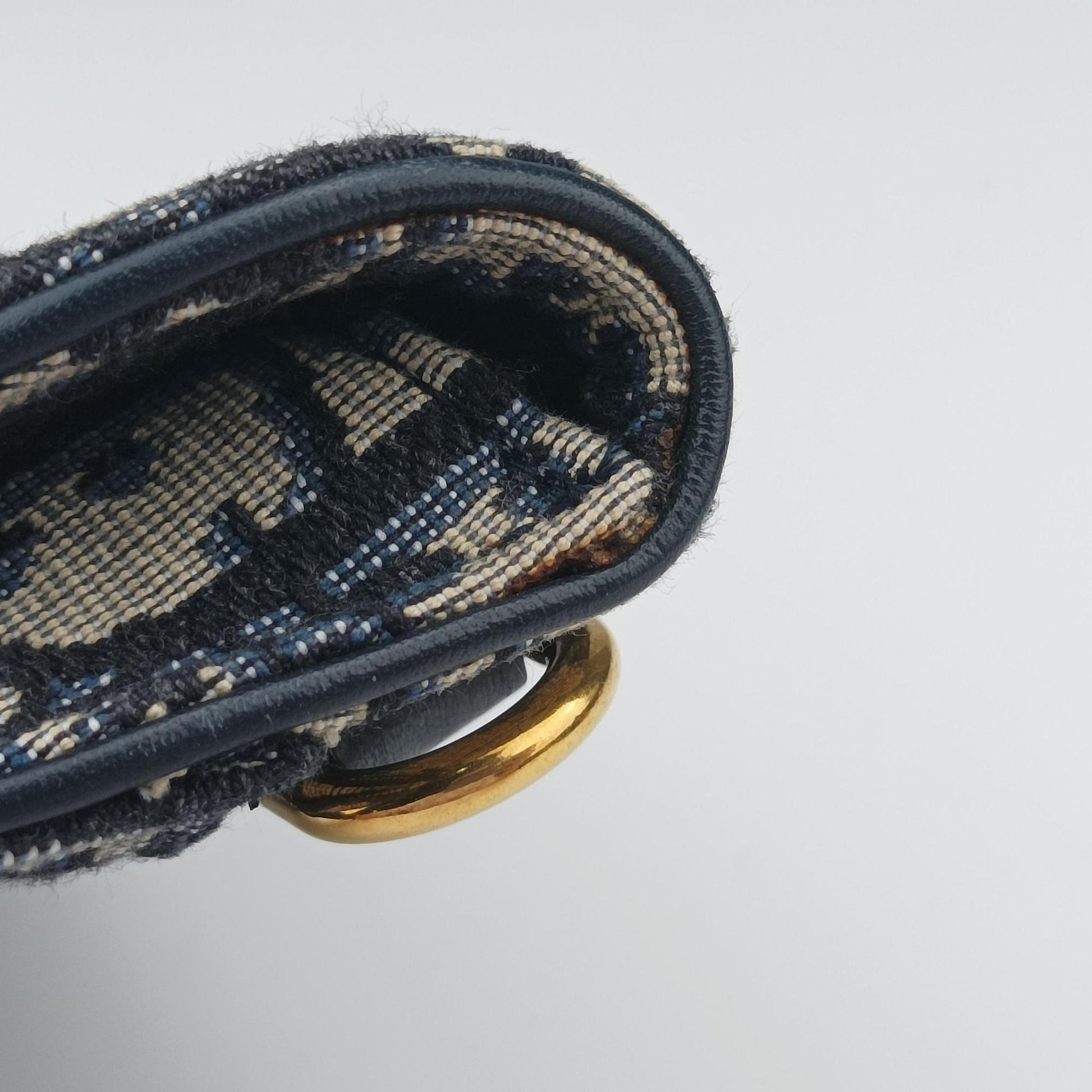 Saddle Navy Jacquard×Leather 50-MA-1119サドル ブルーブラック ジャガード×レザー 50-MA-1119