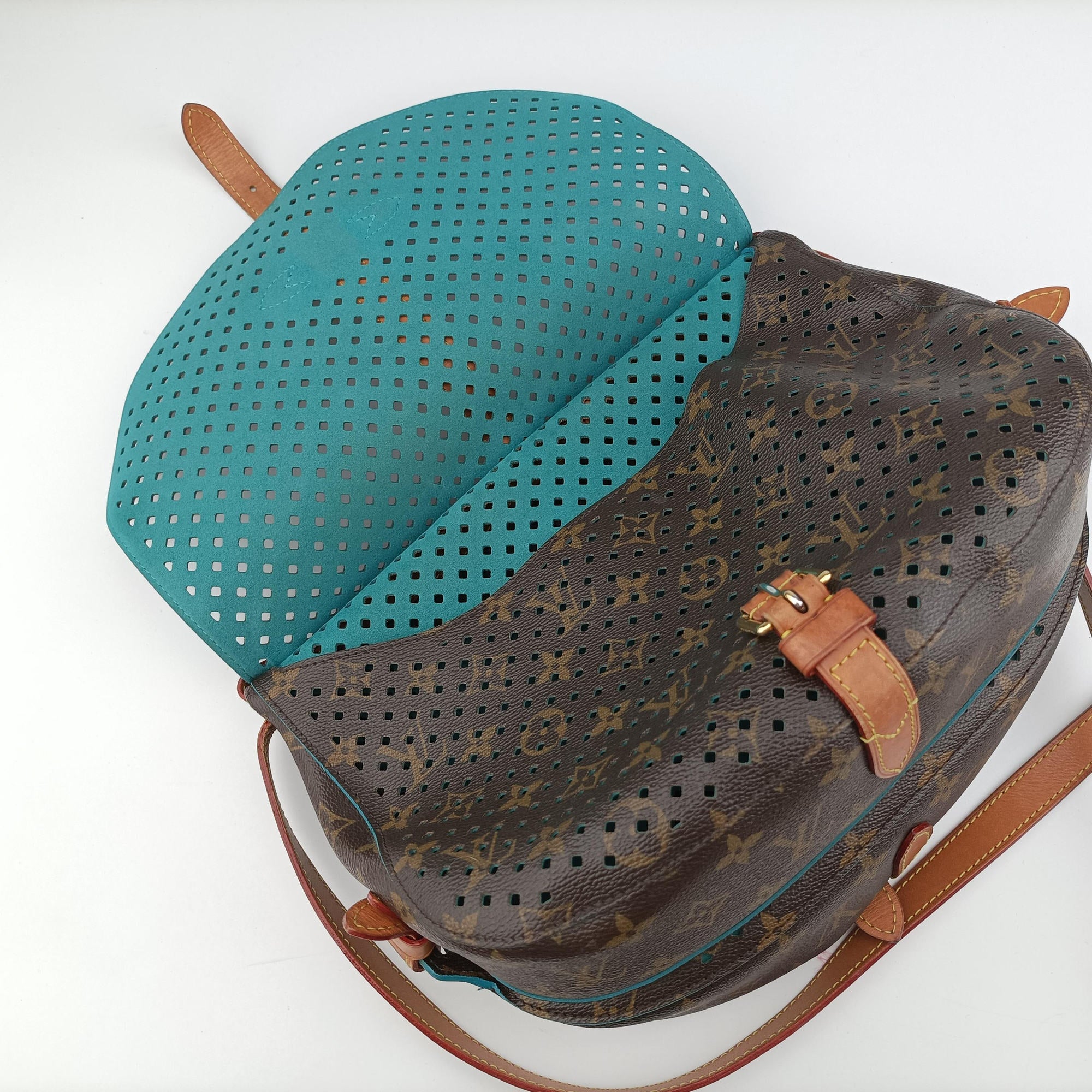 Flore Saumur 30 Brown×Turquoise Monogram Perfo M93998 TJ4111フローレ ソミュール30 モノグラム/ブラウン×テュルコワーズ モノグラム ペルフォ M93998 TJ4111