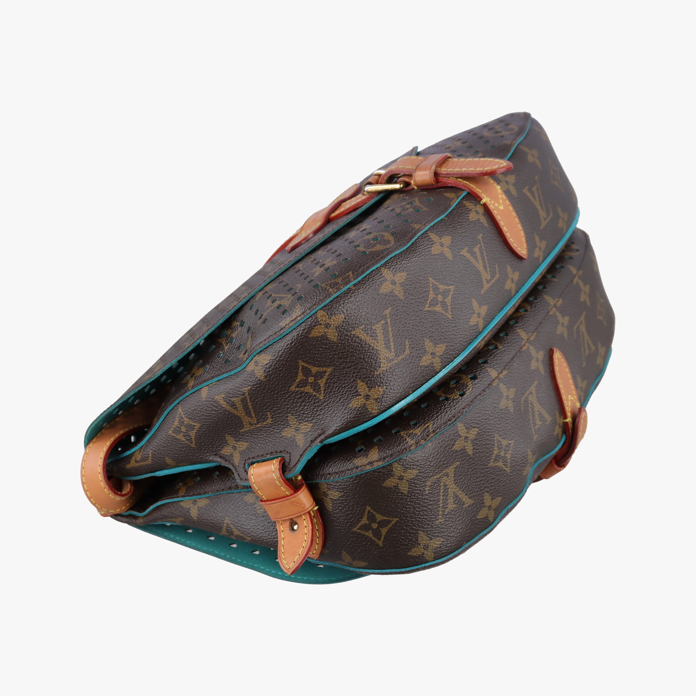 Flore Saumur 30 Brown×Turquoise Monogram Perfo M93998 TJ4111フローレ ソミュール30 モノグラム/ブラウン×テュルコワーズ モノグラム ペルフォ M93998 TJ4111