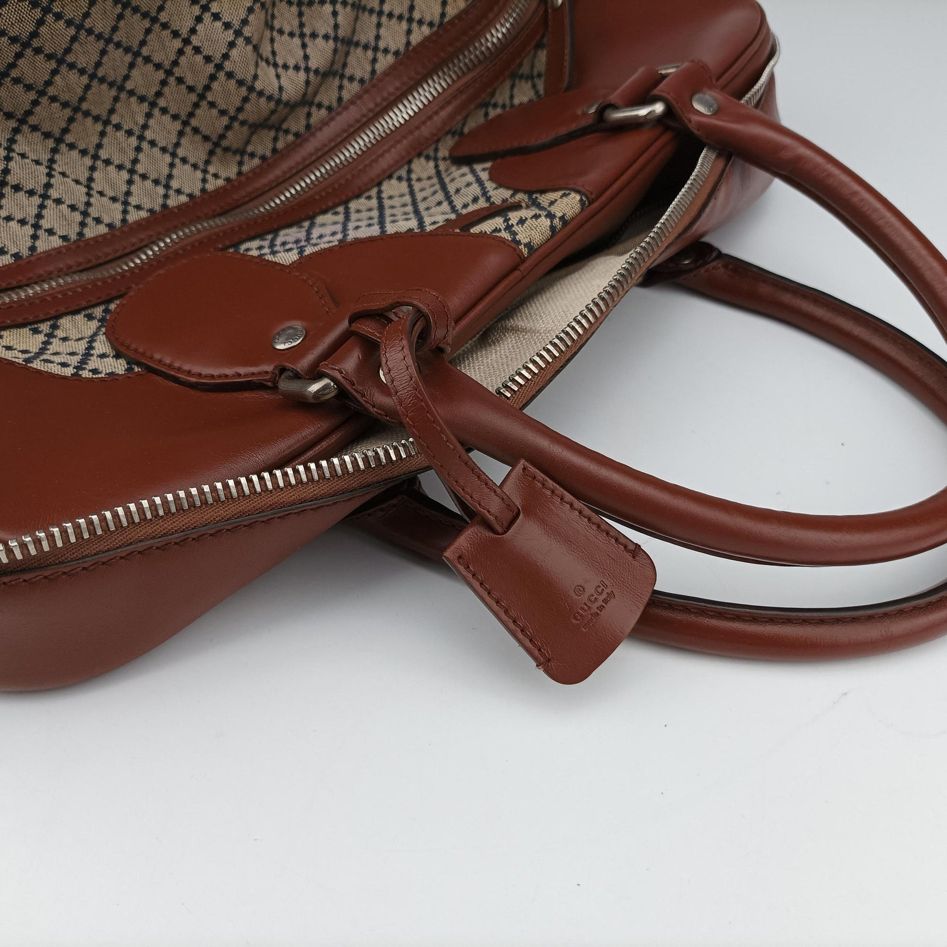 Diamante Brown × Beige Canvas × Leather 231838 E5835162ディアマンテ ブラウン x ベージュ キャンバス x レザー 231838 E5835162
