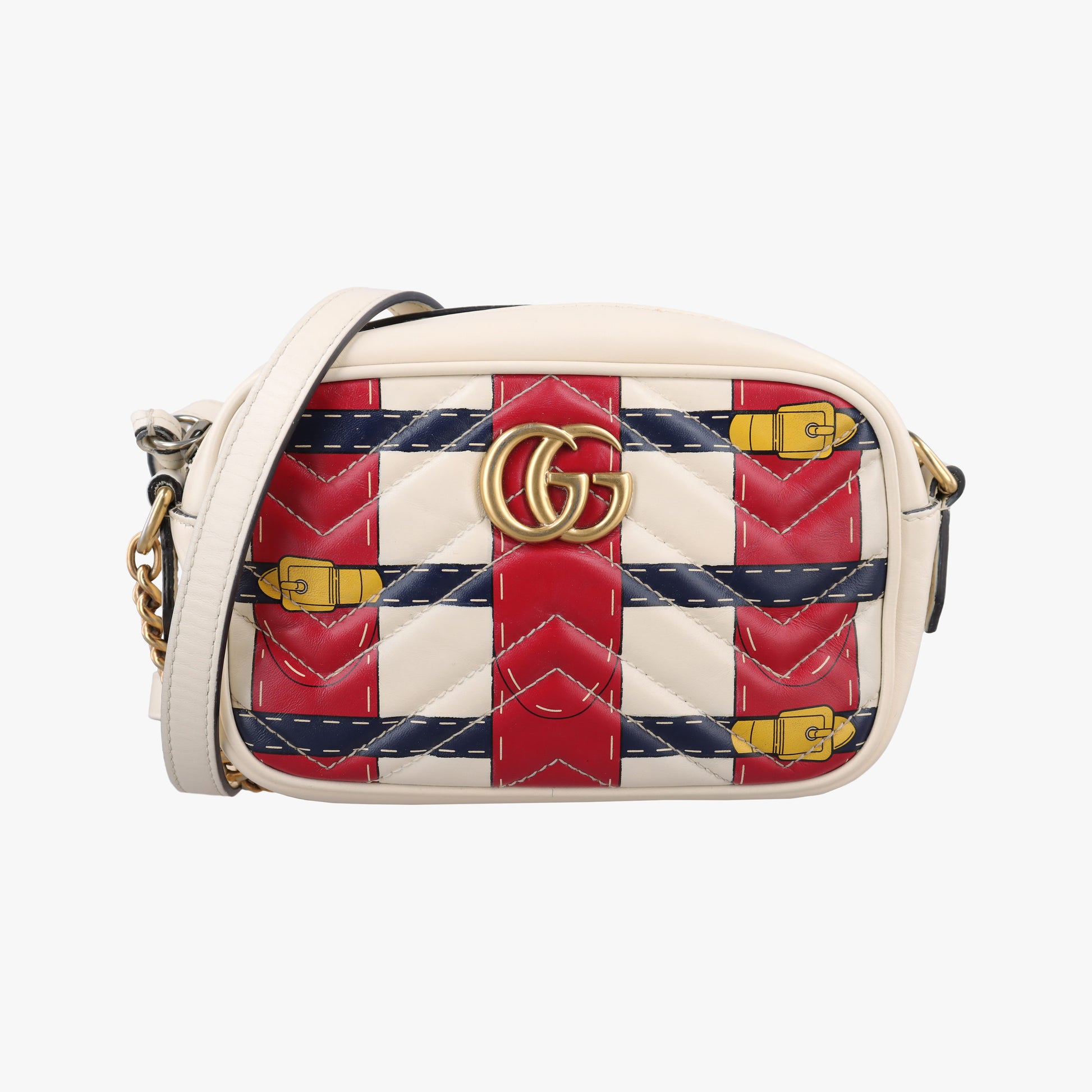 GG Marmont White × MultiColor Leather 448065 A022012344GGマーモント ホワイト × マルチカラー レザー 448065 A022012344
