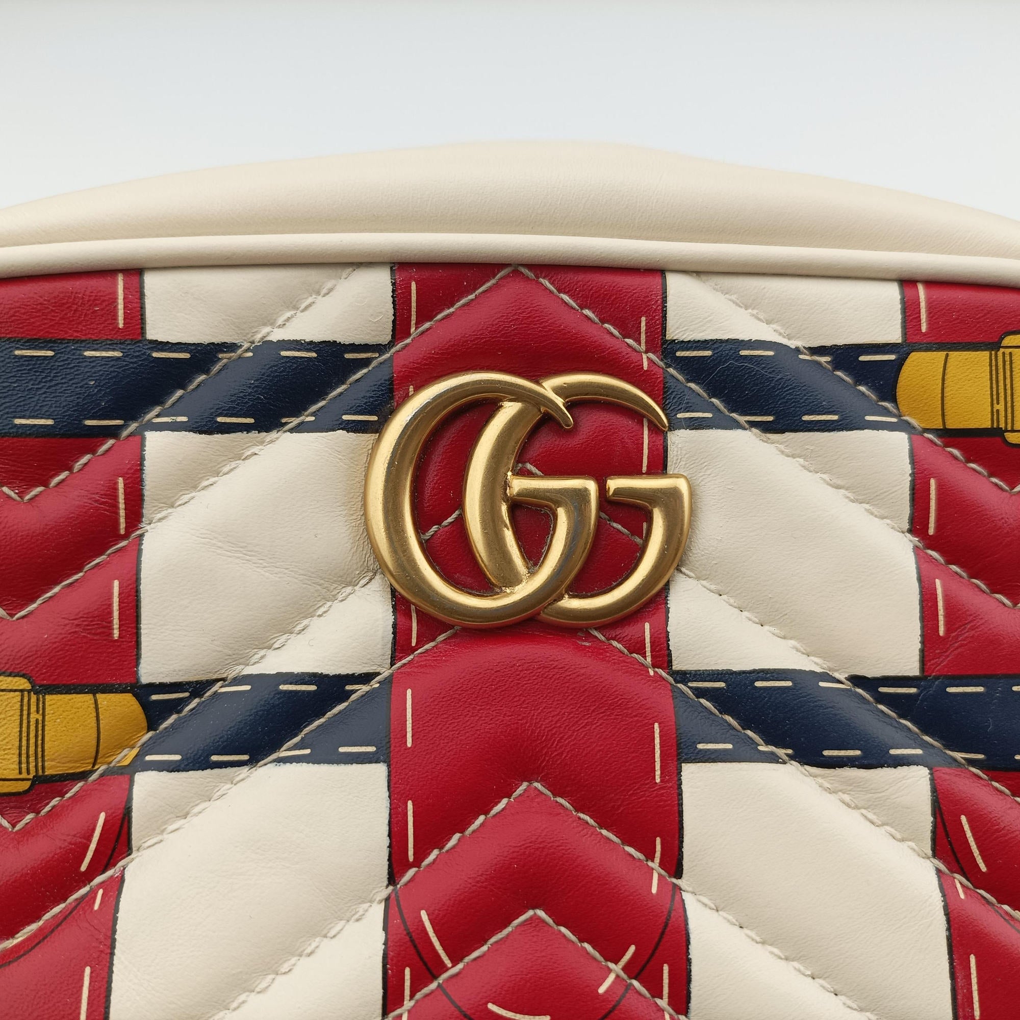 GG Marmont White × MultiColor Leather 448065 A022012344GGマーモント ホワイト × マルチカラー レザー 448065 A022012344