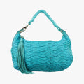 Wavy Ruched Hobo Blue Lambskin ウェーブ シャーリング ホーボー ブルー ラムレザー 