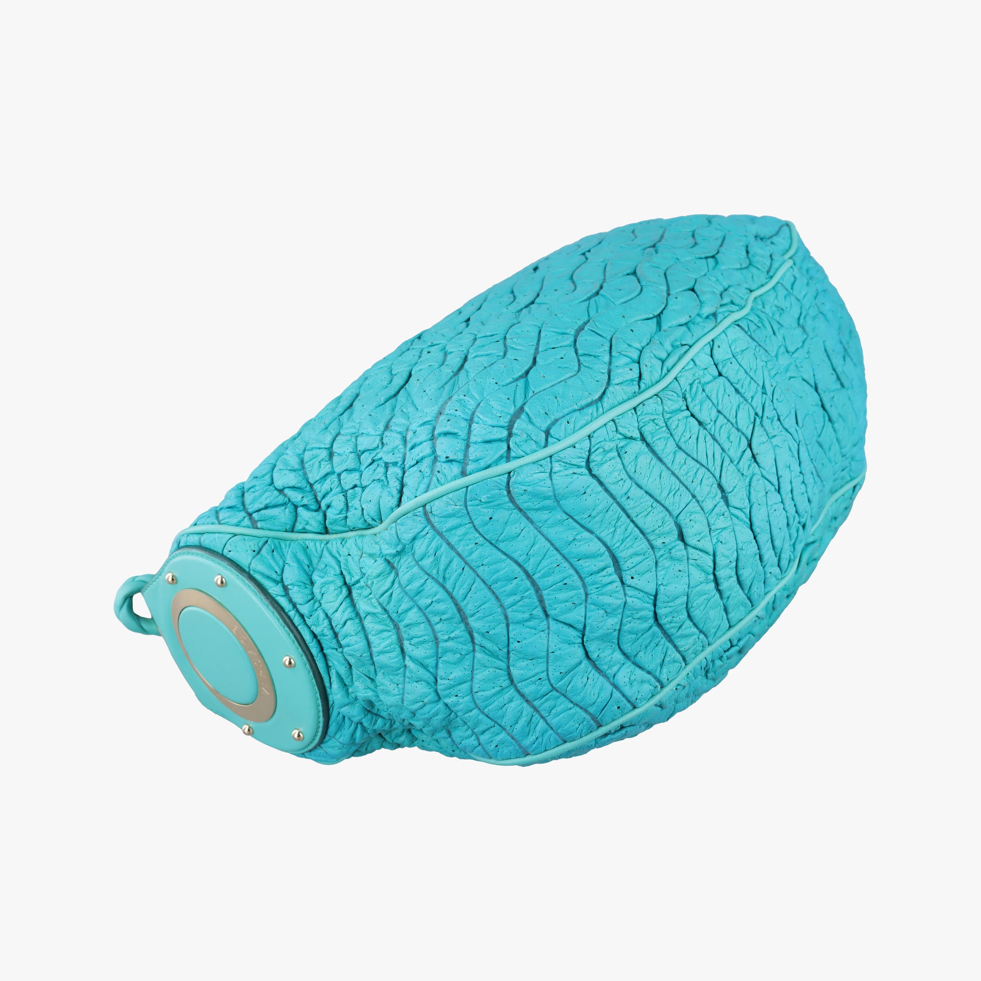 Wavy Ruched Hobo Blue Lambskin ウェーブ シャーリング ホーボー ブルー ラムレザー 