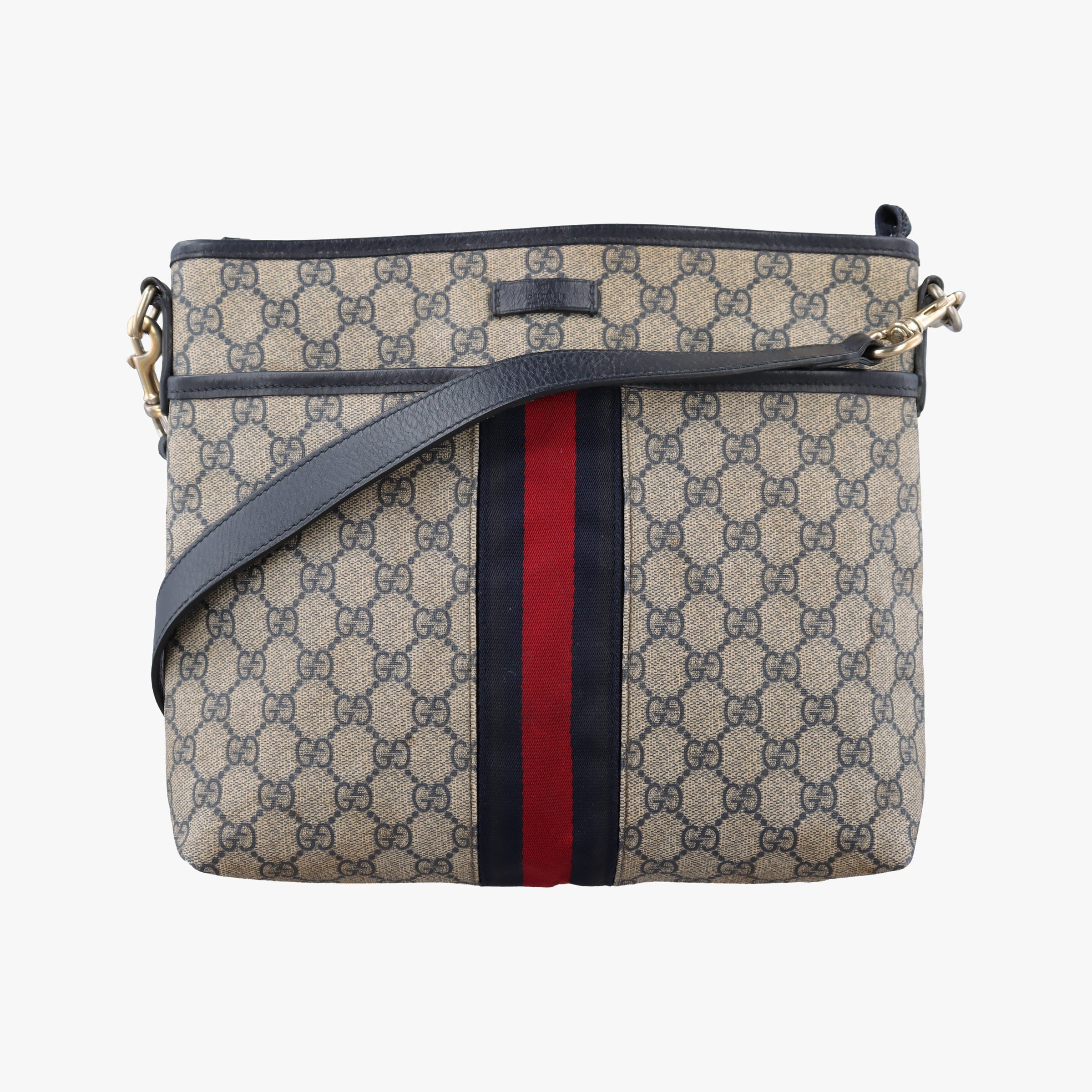 GG Supreme Messenger Brown PVC coated canvas×Leather 388926 C017983436GGスプリーム メッセンジャー ベージュ×ネイビー PVCコーティングキャンバス×レザー 388926 C017983436