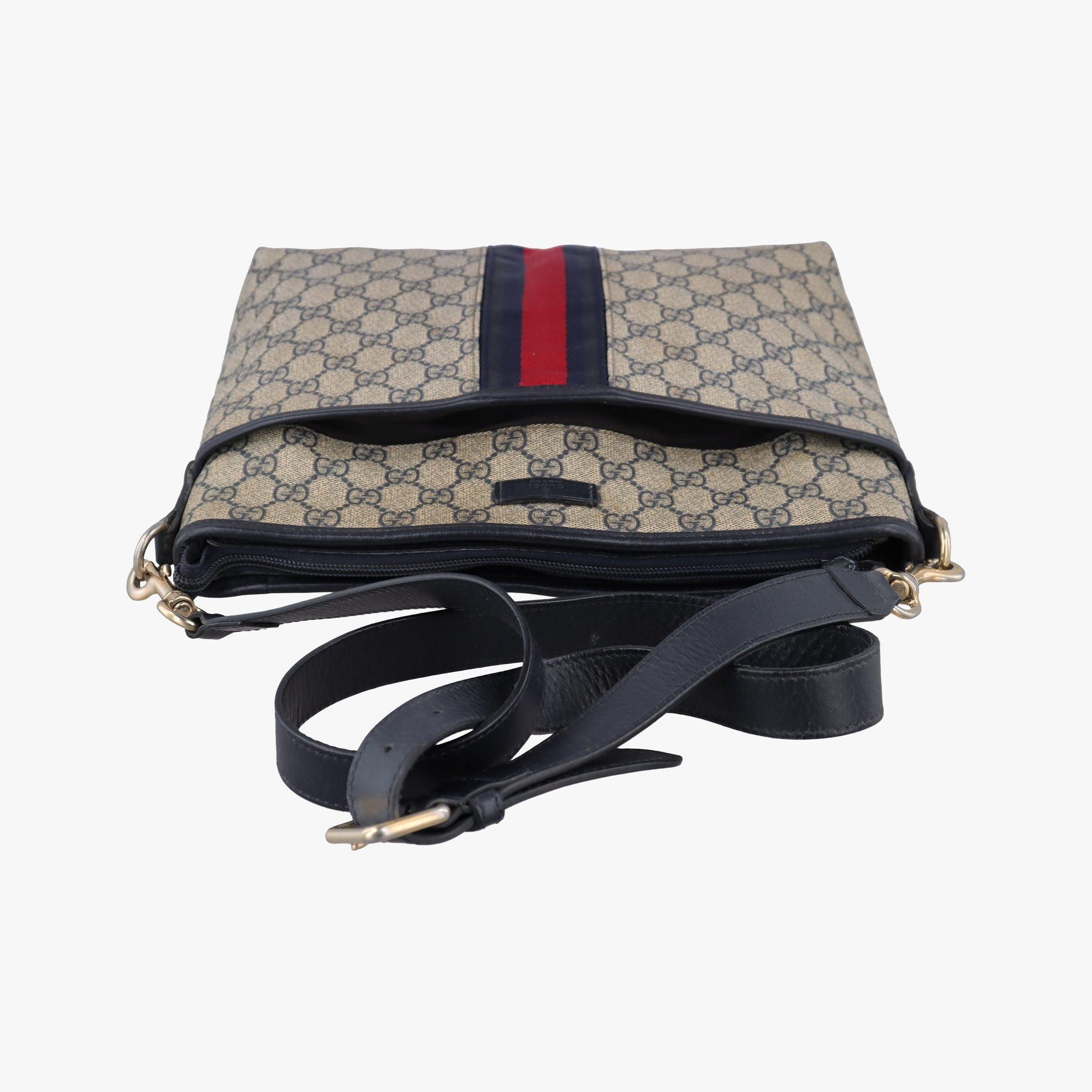 GG Supreme Messenger Brown PVC coated canvas×Leather 388926 C017983436GGスプリーム メッセンジャー ベージュ×ネイビー PVCコーティングキャンバス×レザー 388926 C017983436