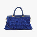 gathered bag Blue Nylon x leather 117ギャザーバッグ ブルー ナイロン×レザー 117