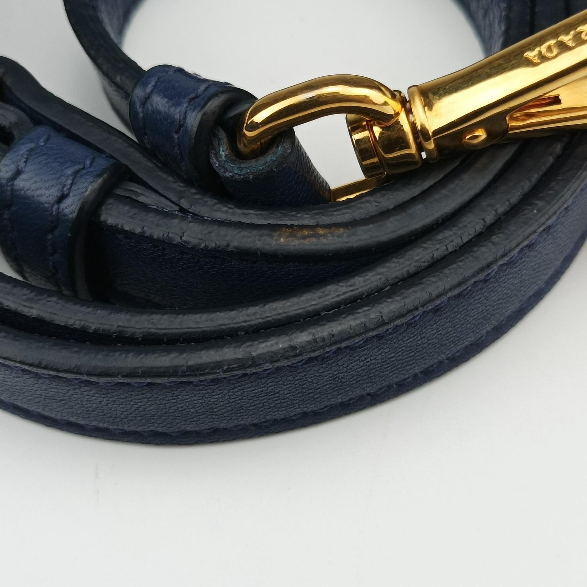 gathered bag Blue Nylon x leather 117ギャザーバッグ ブルー ナイロン×レザー 117