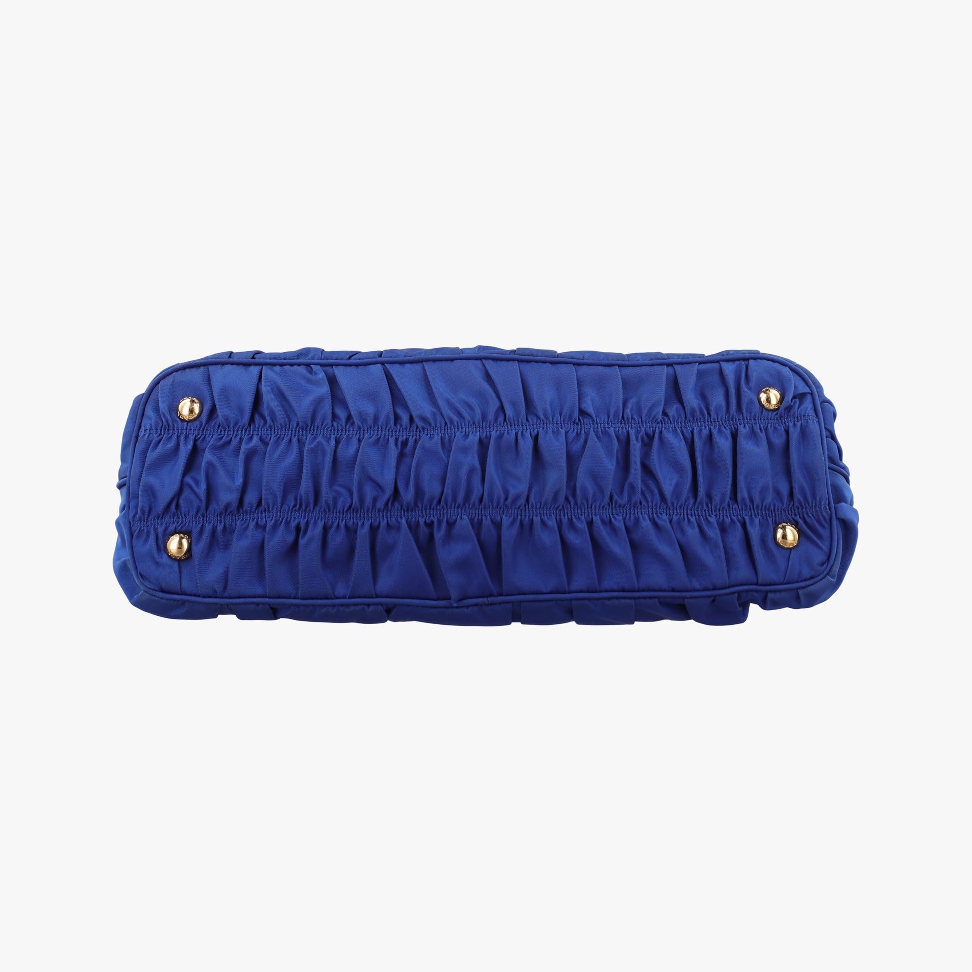 gathered bag Blue Nylon x leather 117ギャザーバッグ ブルー ナイロン×レザー 117