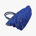 gathered bag Blue Nylon x leather 117ギャザーバッグ ブルー ナイロン×レザー 117