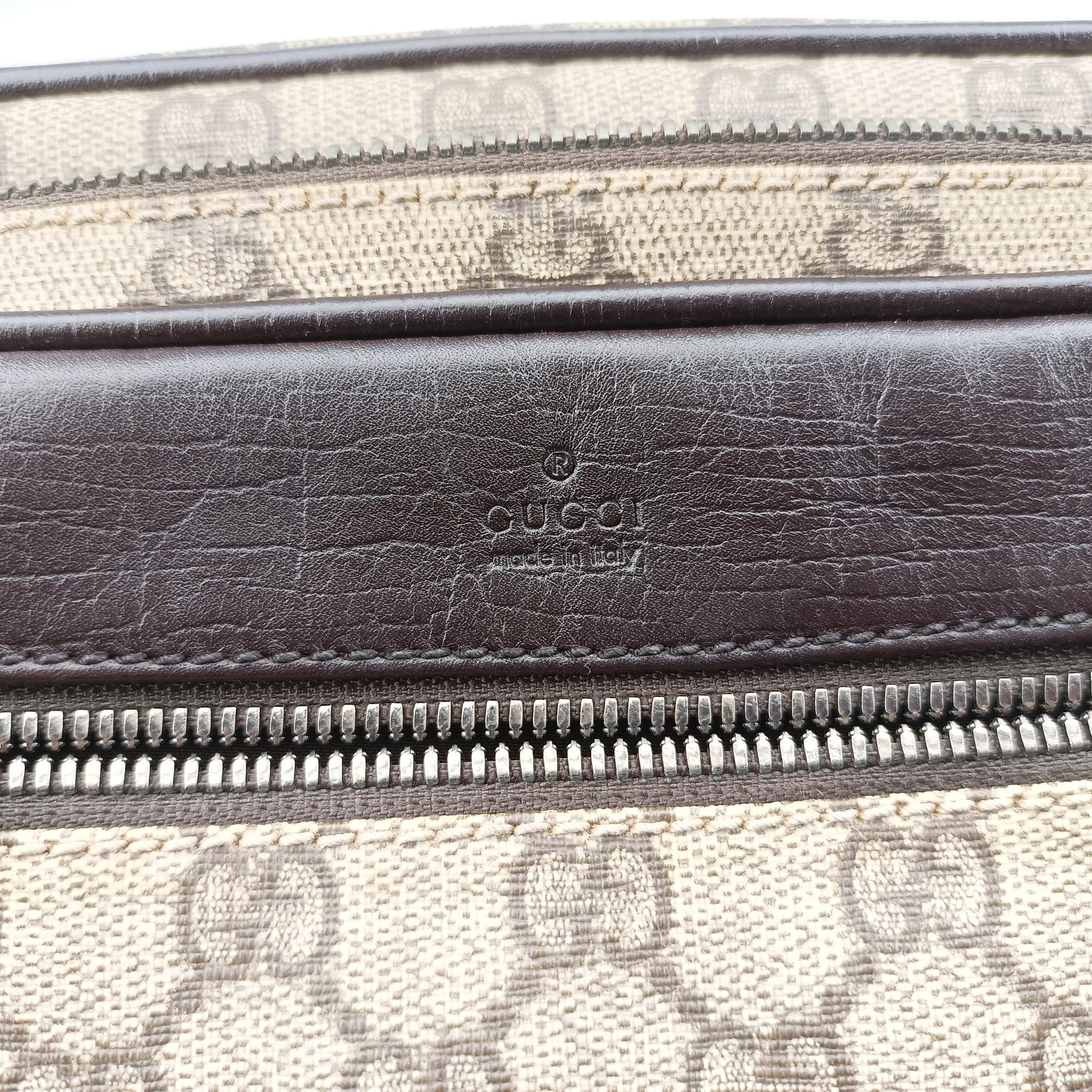 GG Plus Brownxbeige PVC coated canvasxLeather 114531 GGプラス ブラウンxベージュ PVCコーティングキャンバスxレザー 114531 