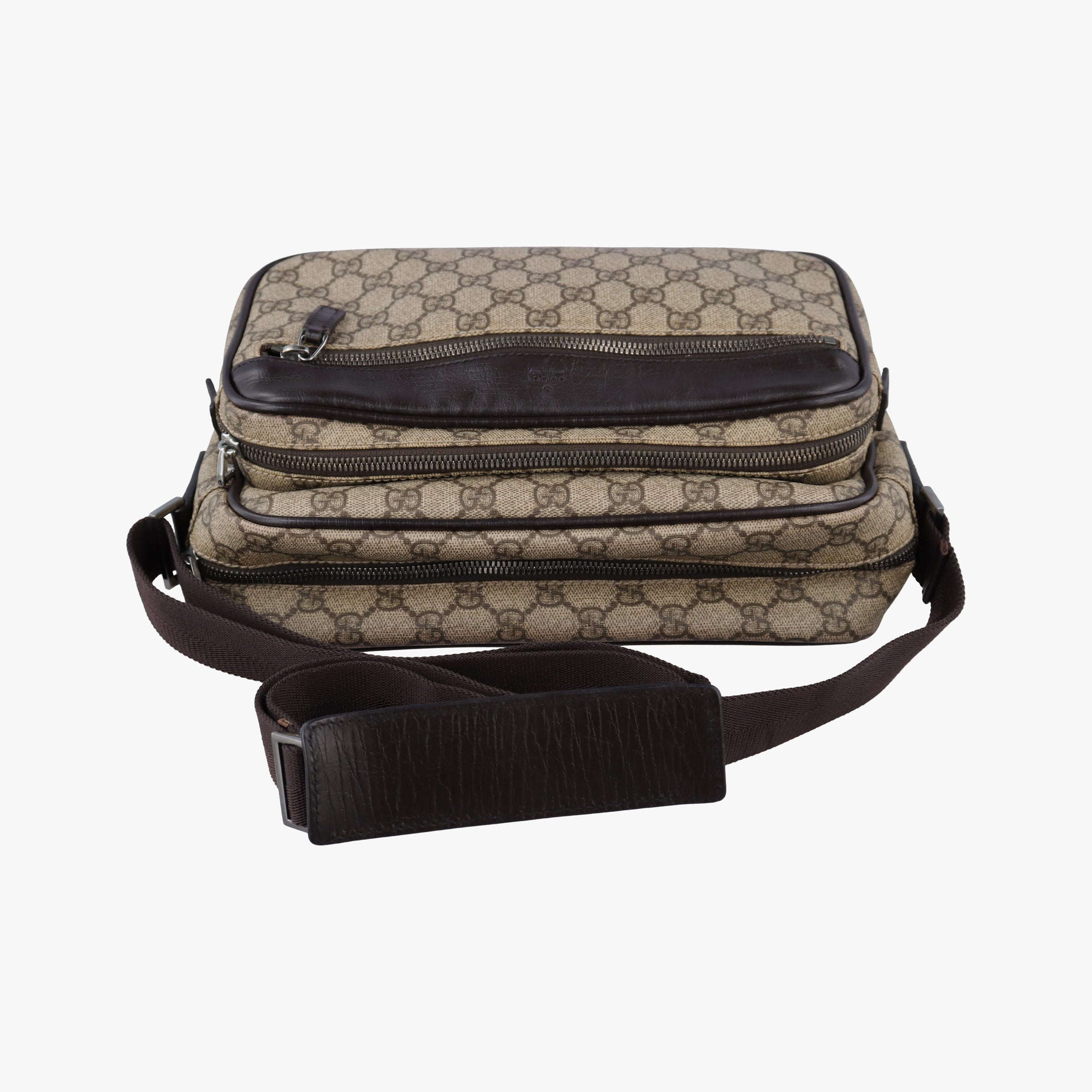 GG Plus Brownxbeige PVC coated canvasxLeather 114531 GGプラス ブラウンxベージュ PVCコーティングキャンバスxレザー 114531 