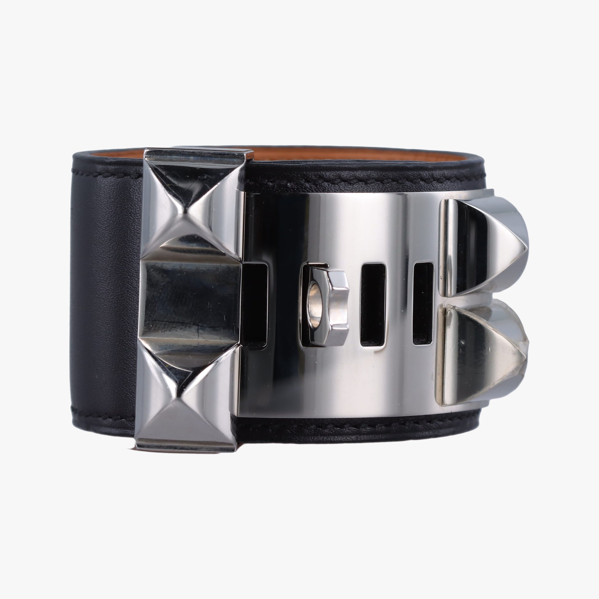 Collier de Chien Black×silver Leather×GP S □R S1コリエ ド シアン ブラック×シルバー レザー×GP S □R S1