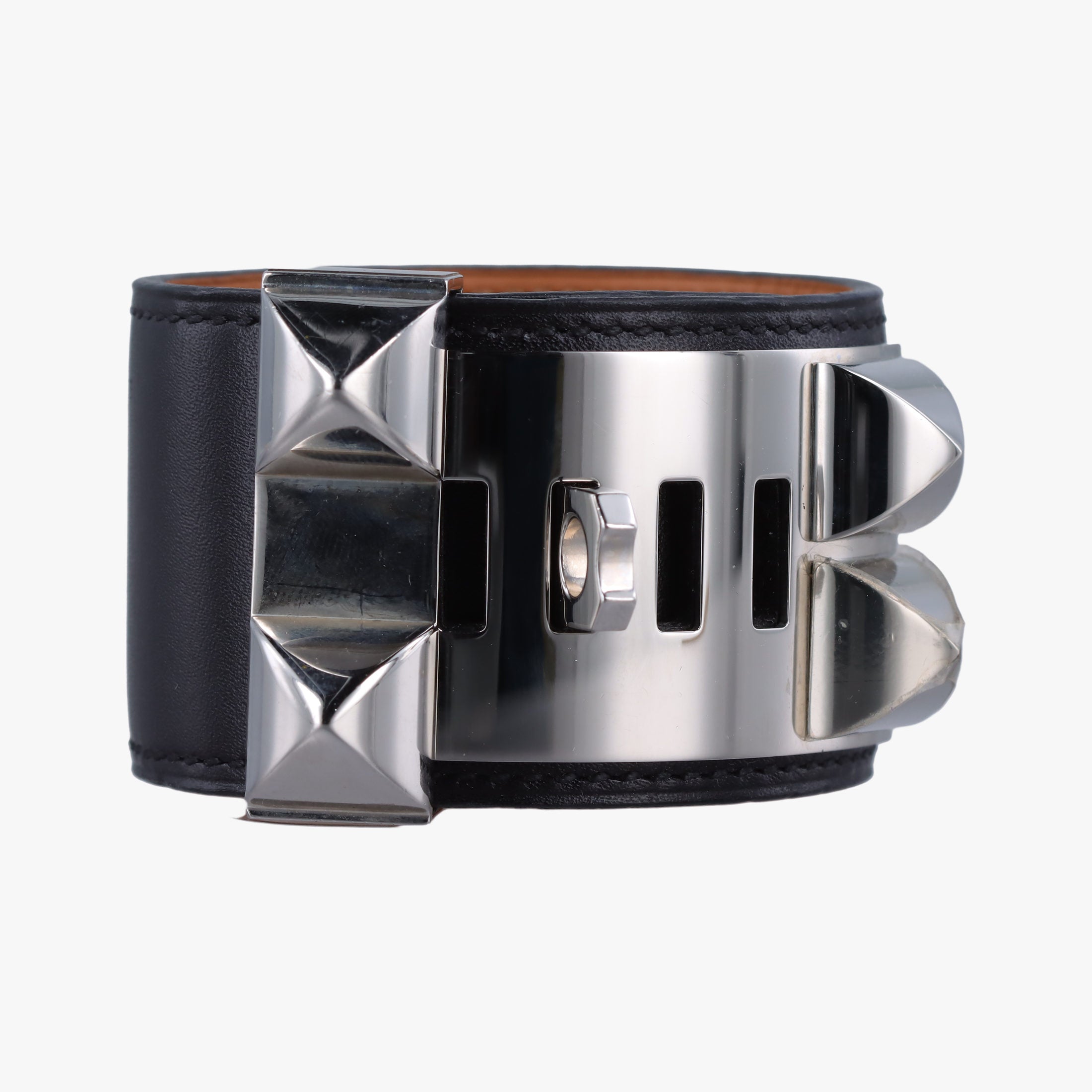 Collier de Chien Black×silver Leather×GP S □R S1コリエ ド シアン ブラック×シルバー レザー×GP S □R S1