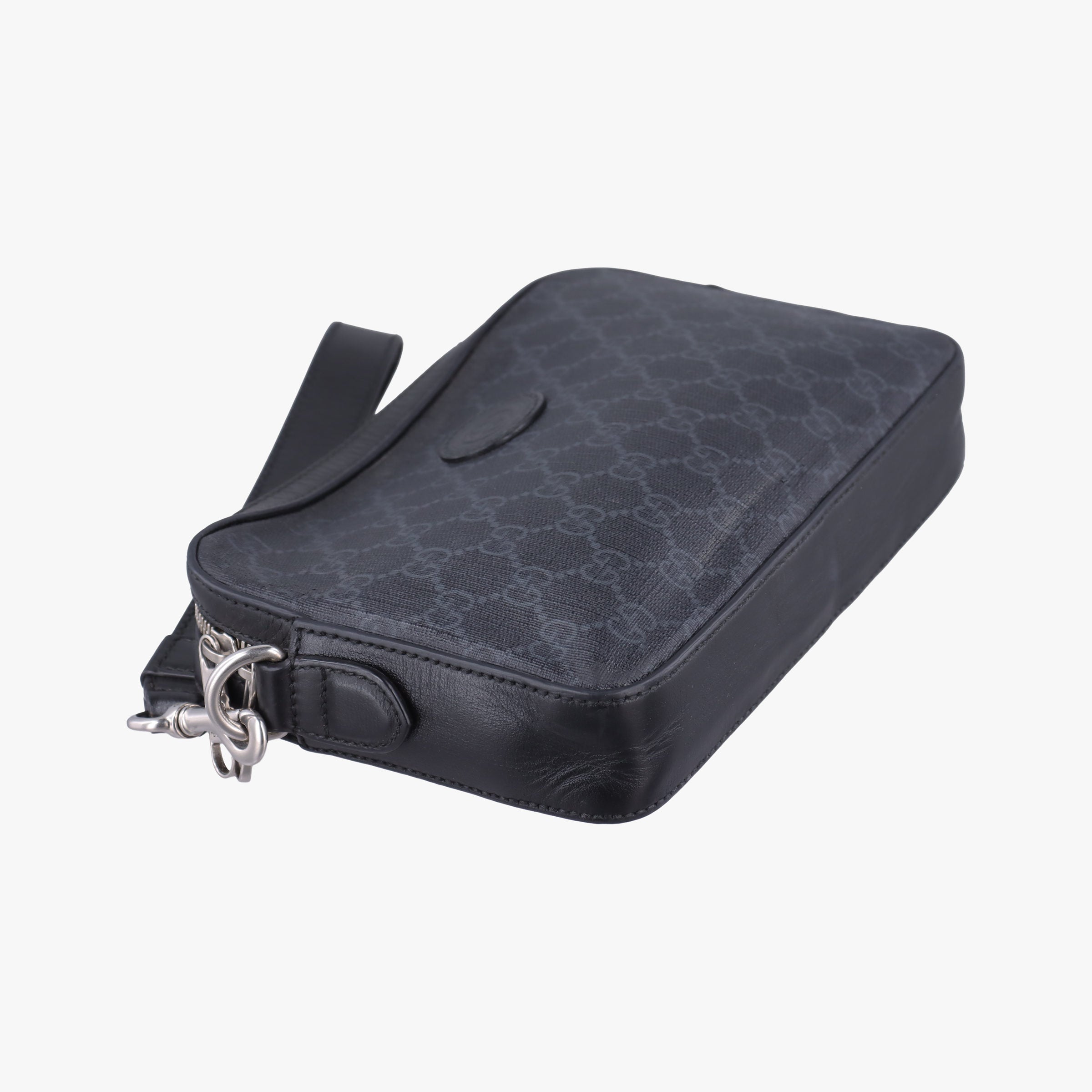 Interlocking G Messenger Black PVC coated canvas×Leather 703468 H037807826インターロッキングG ブラック PVCコーティングキャンバス×レザー 703468 H037807826