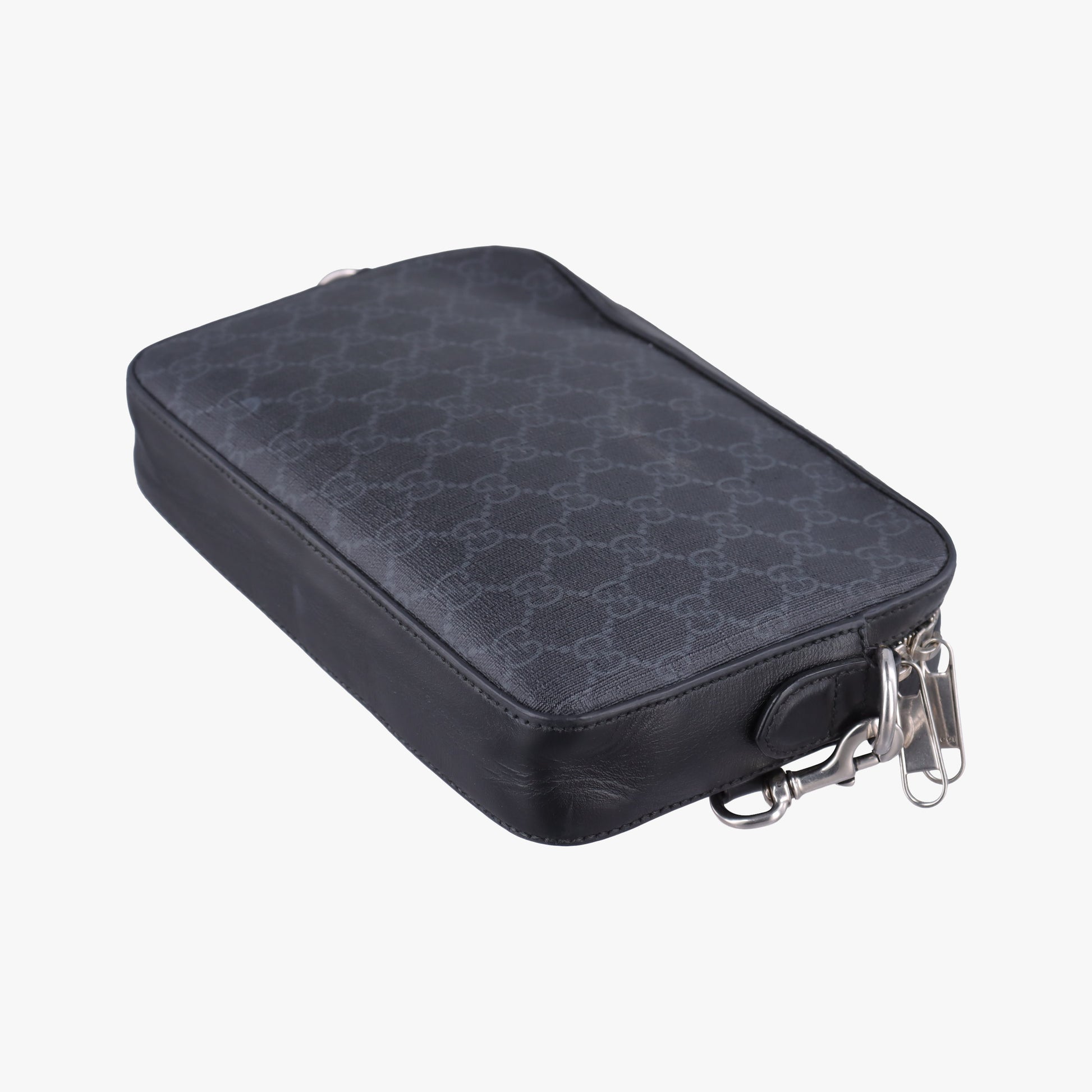 Interlocking G Messenger Black PVC coated canvas×Leather 703468 H037807826インターロッキングG ブラック PVCコーティングキャンバス×レザー 703468 H037807826