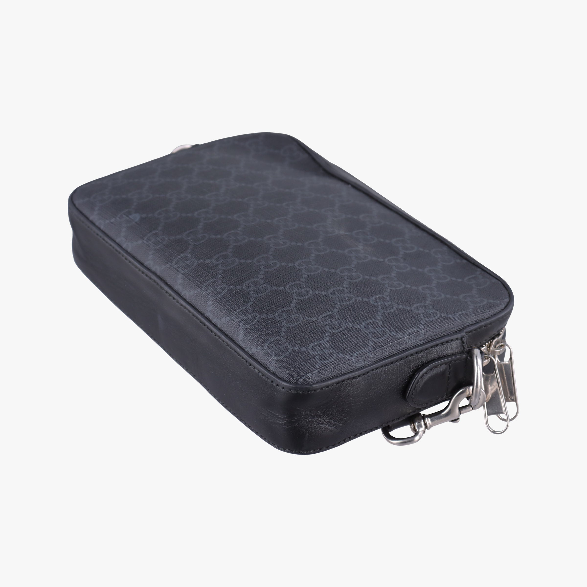 Interlocking G Messenger Black PVC coated canvas×Leather 703468 H037807826インターロッキングG ブラック PVCコーティングキャンバス×レザー 703468 H037807826