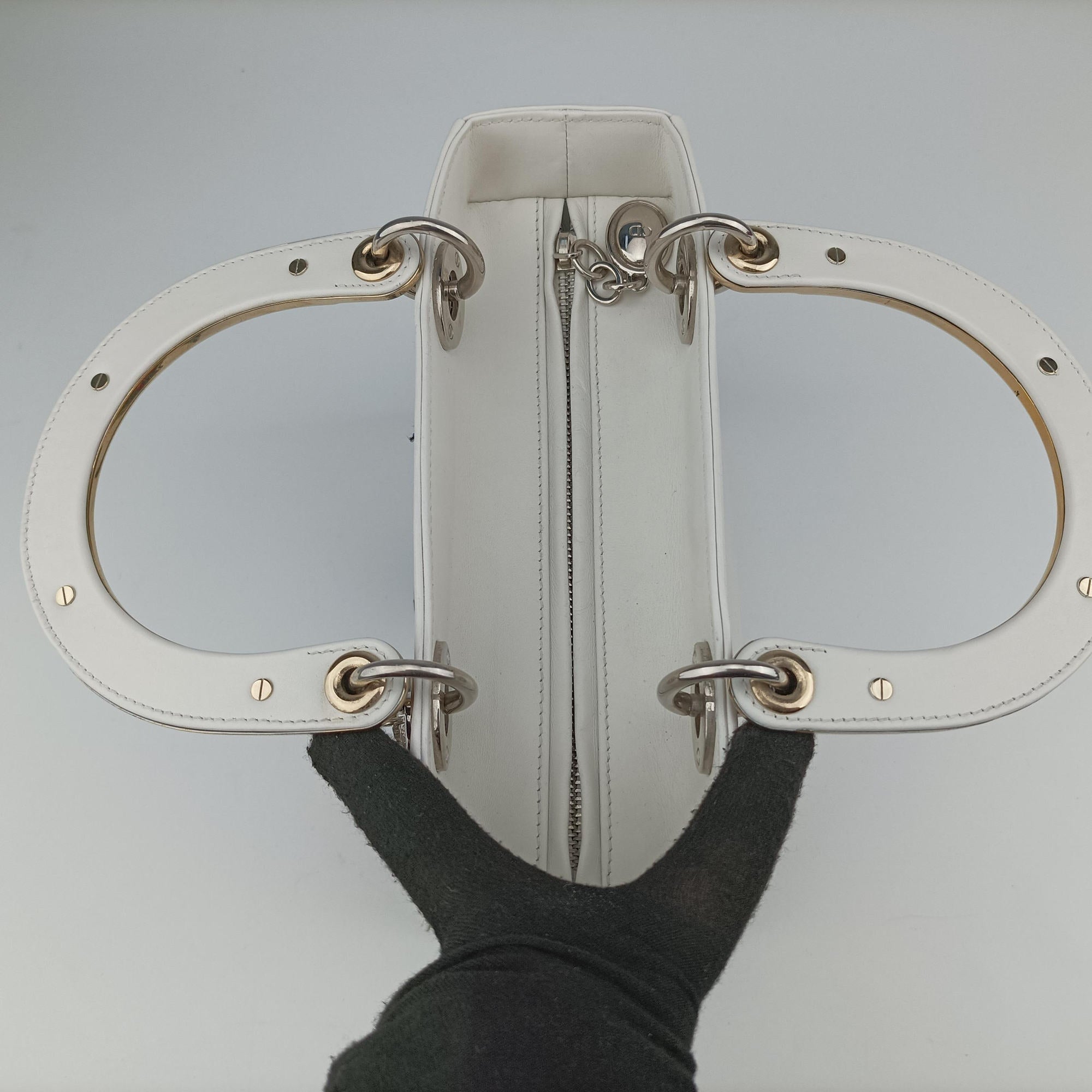 Lady Dior White×Multicolour Leather 17-BO-0114レディディオール ホワイト×マルチカラー レザー 17-BO-0114