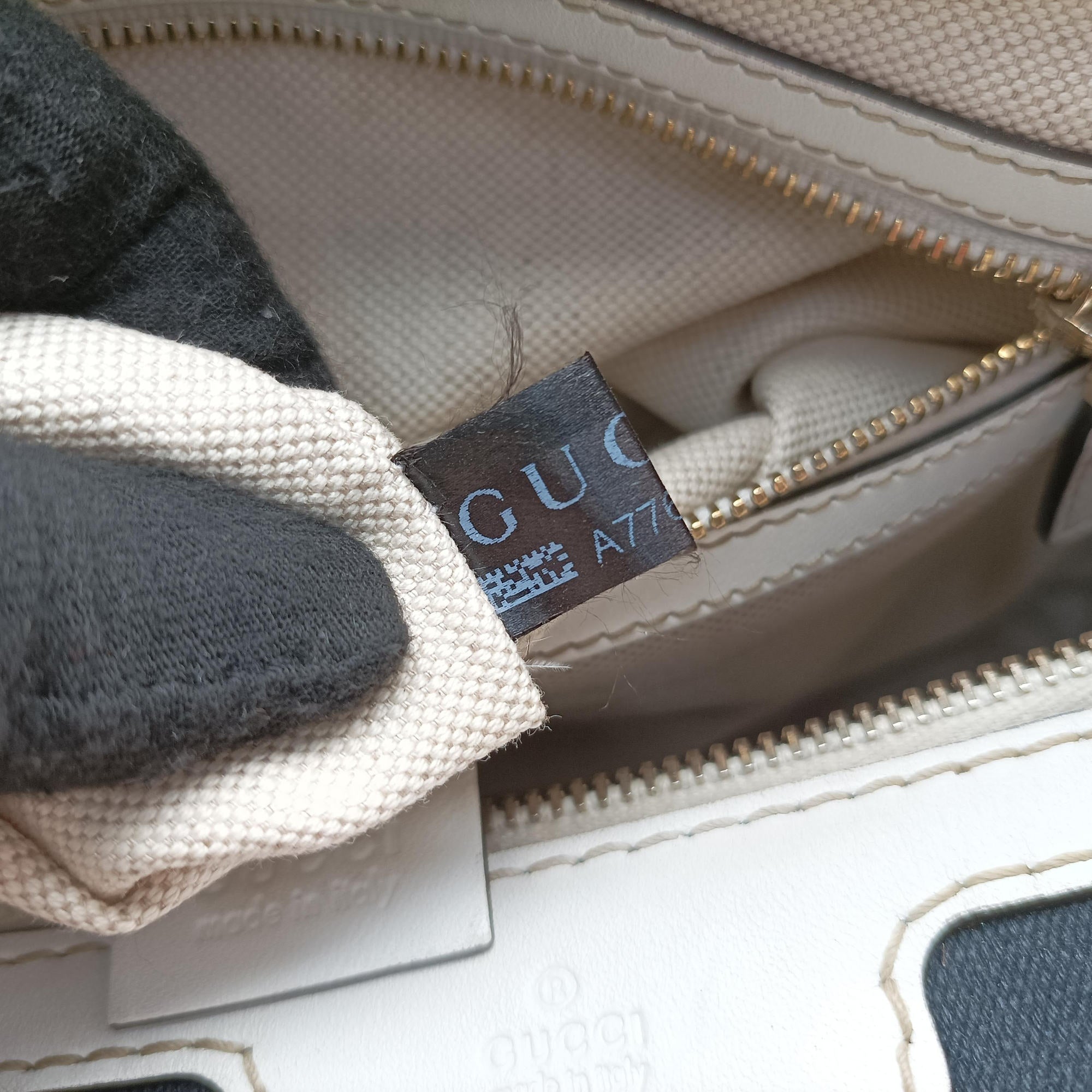 Sherry Line White×Beige×Multi Canvas × Leather 247205 A7768474シェリーライン ホワイト×ベージュ×マルチ キャンバス × レザー 247205 A7768474