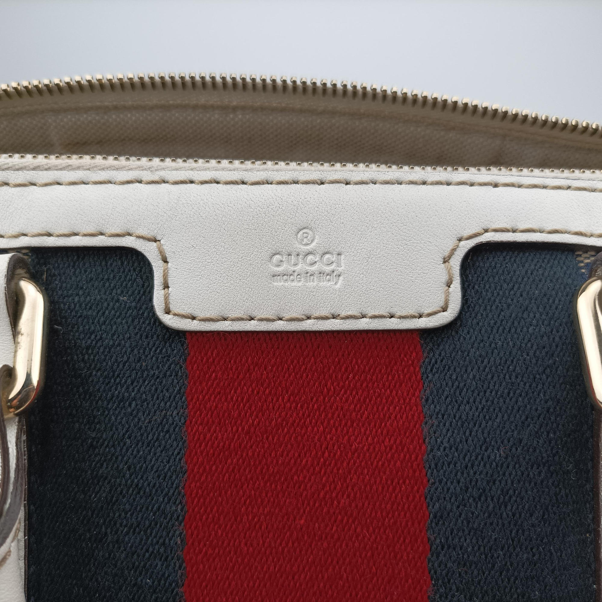 Sherry Line White×Beige×Multi Canvas × Leather 247205 A7768474シェリーライン ホワイト×ベージュ×マルチ キャンバス × レザー 247205 A7768474