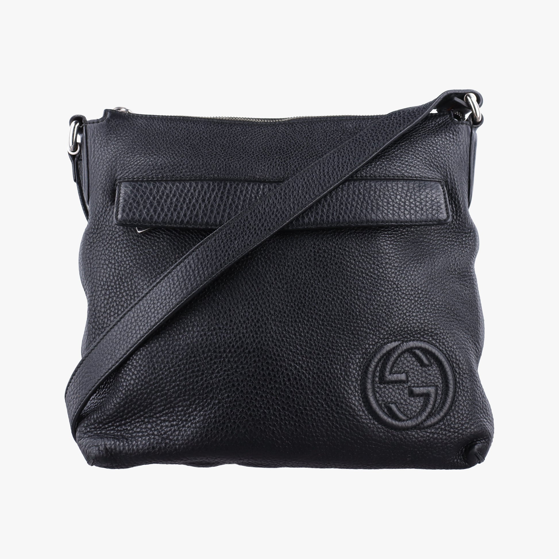 Interlocking G Logo Soho Messenger Black Leather 322059 E014137495インターロッキングG ソーホー メッセンジャー ブラック レザー 322059 E014137495