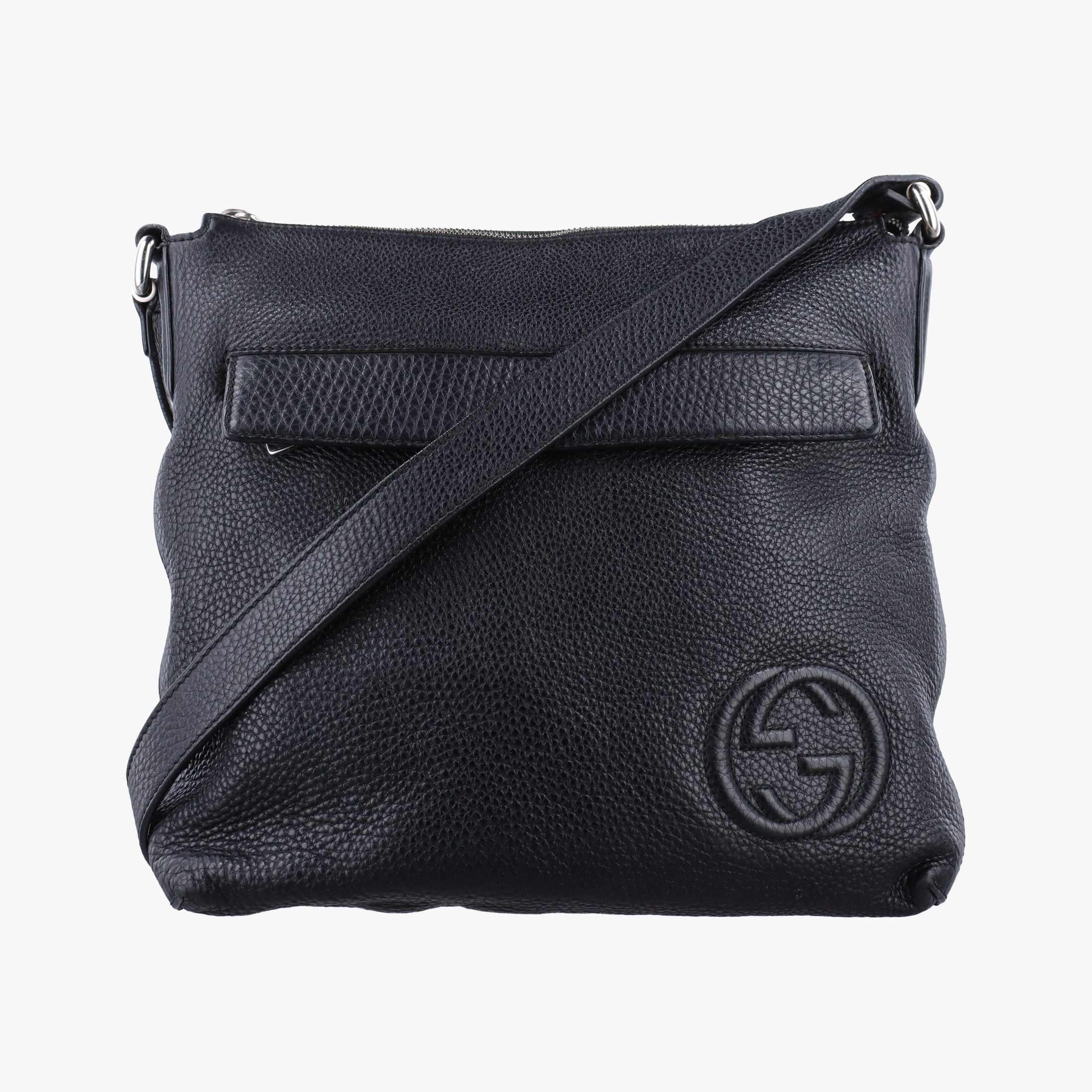 Interlocking G Logo Soho Messenger Black Leather 322059 E014137495インターロッキングG ソーホー メッセンジャー ブラック レザー 322059 E014137495