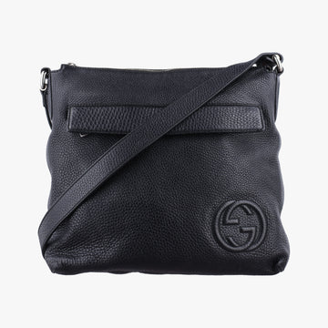 Interlocking G Logo Soho Messenger Black Leather 322059 E014137495インターロッキングG ソーホー メッセンジャー ブラック レザー 322059 E014137495