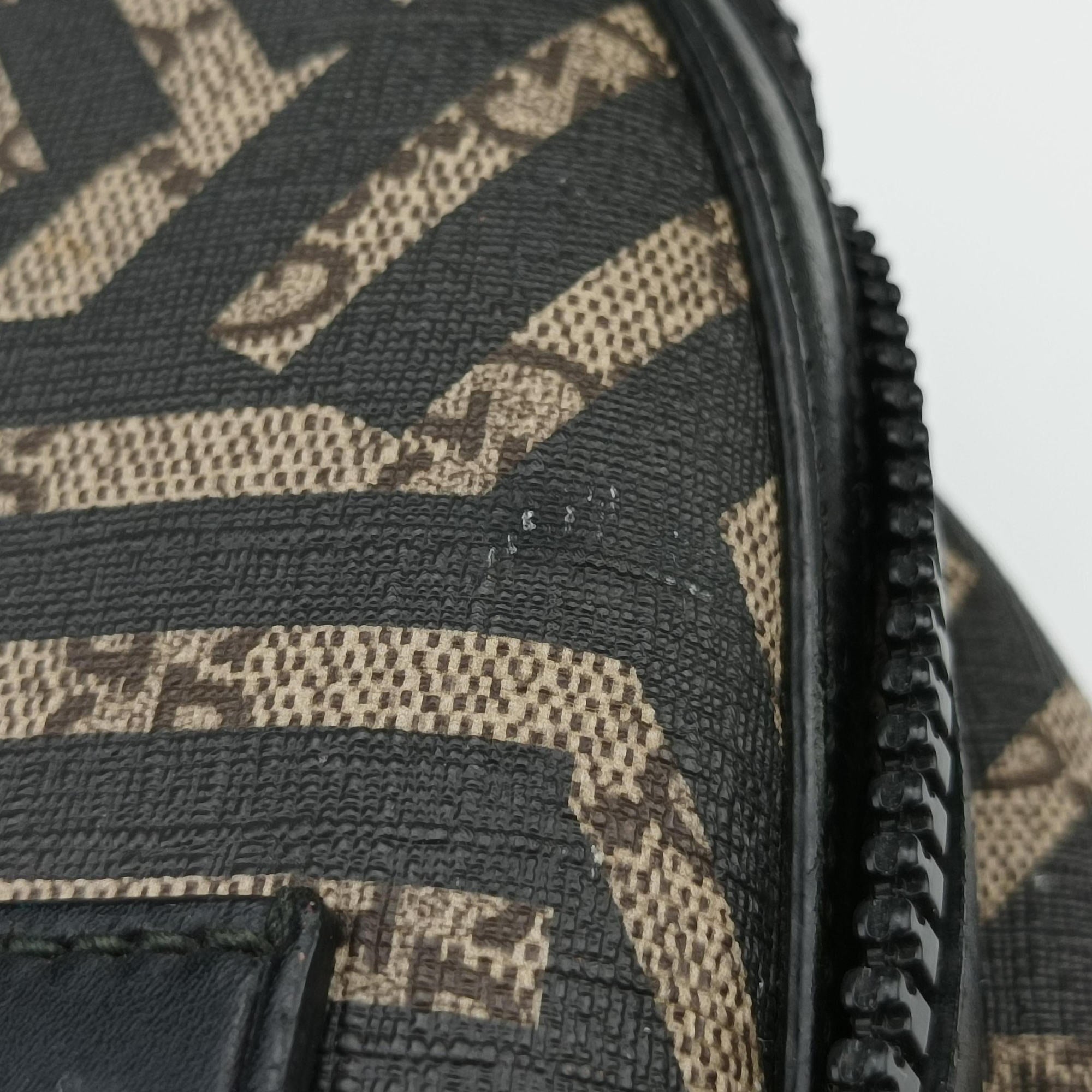 GG Blooms Beige×Black×Multicolor PVC coated canvas 406370 G019327161GGブルームス ベージュ×ブラック×マルチカラ PVCコーティングキャンバス 406370 G019327161