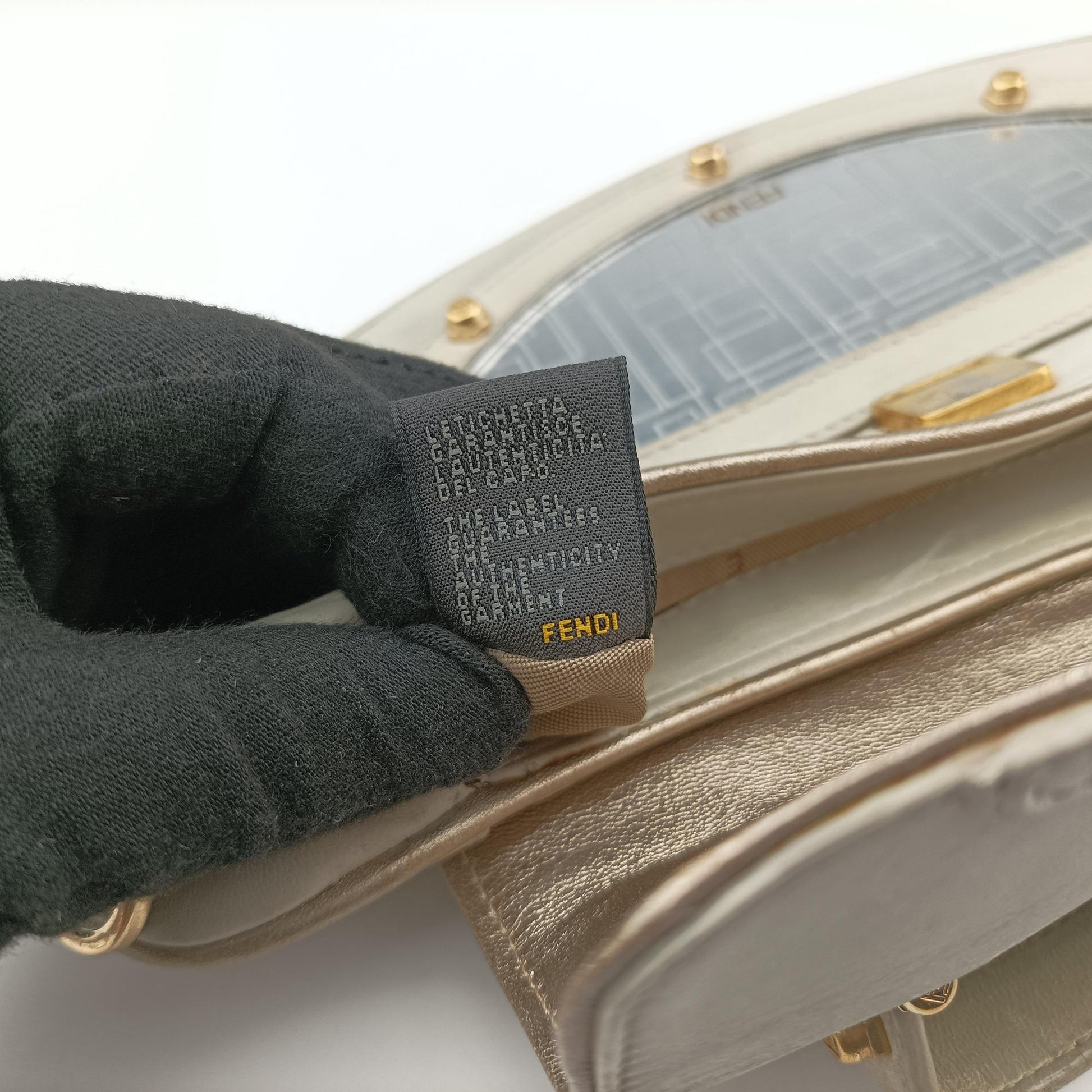 Vanity Mirrored Light Blue × Silver Leather × Plastic 8BN135 Lot number unknownバニティミラー ライトブルー×シルバー レザー×プラスチック 8BN135 製番不明