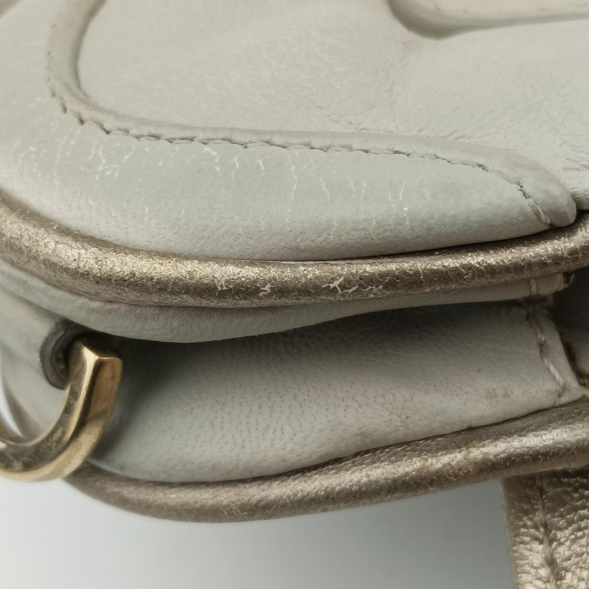 Vanity Mirrored Light Blue × Silver Leather × Plastic 8BN135 Lot number unknownバニティミラー ライトブルー×シルバー レザー×プラスチック 8BN135 製番不明