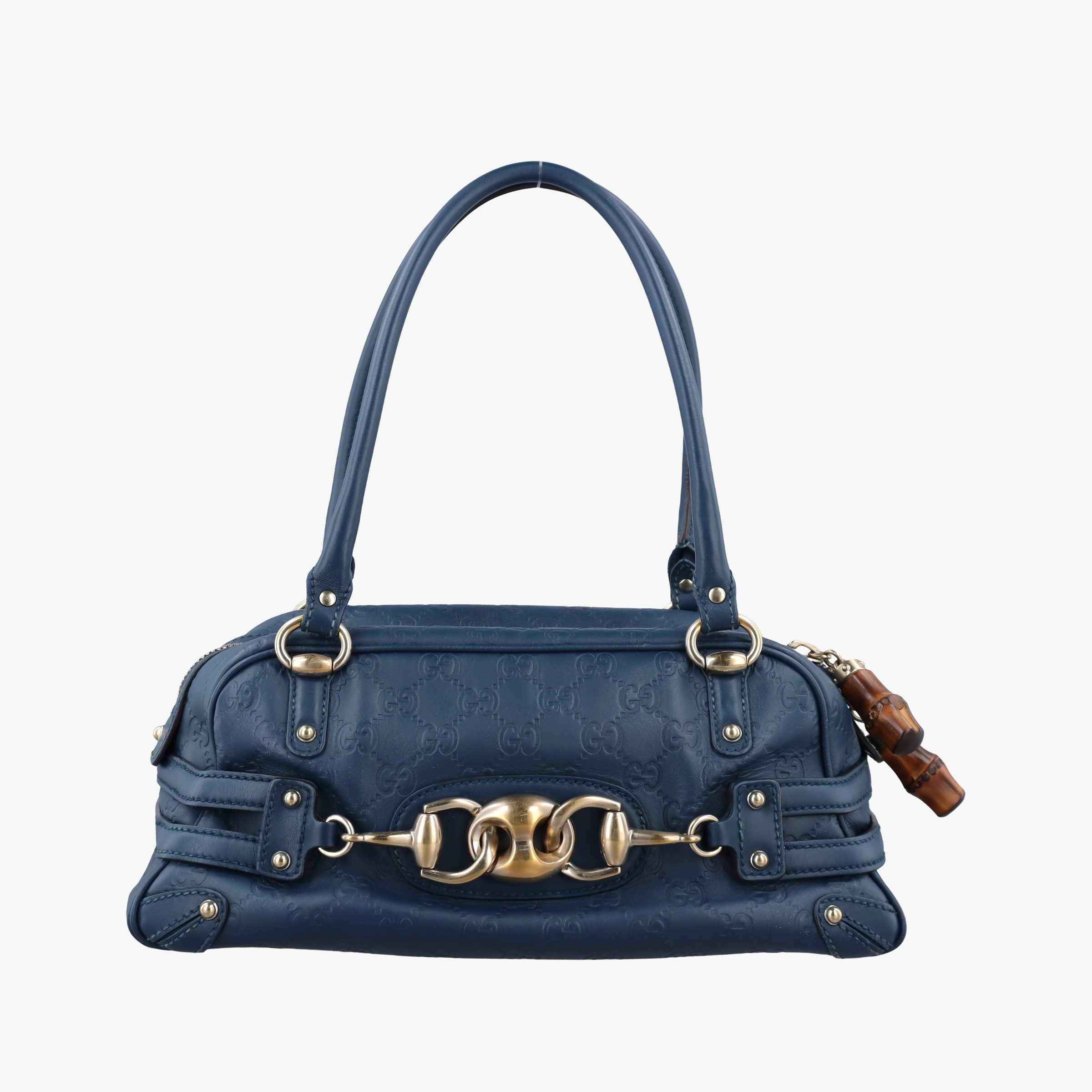 Horsebit Bamboo Wave Boston Blue Leather 159399 ホースビット バンブー ウェーブ ボストン ブルー レザー 159399 