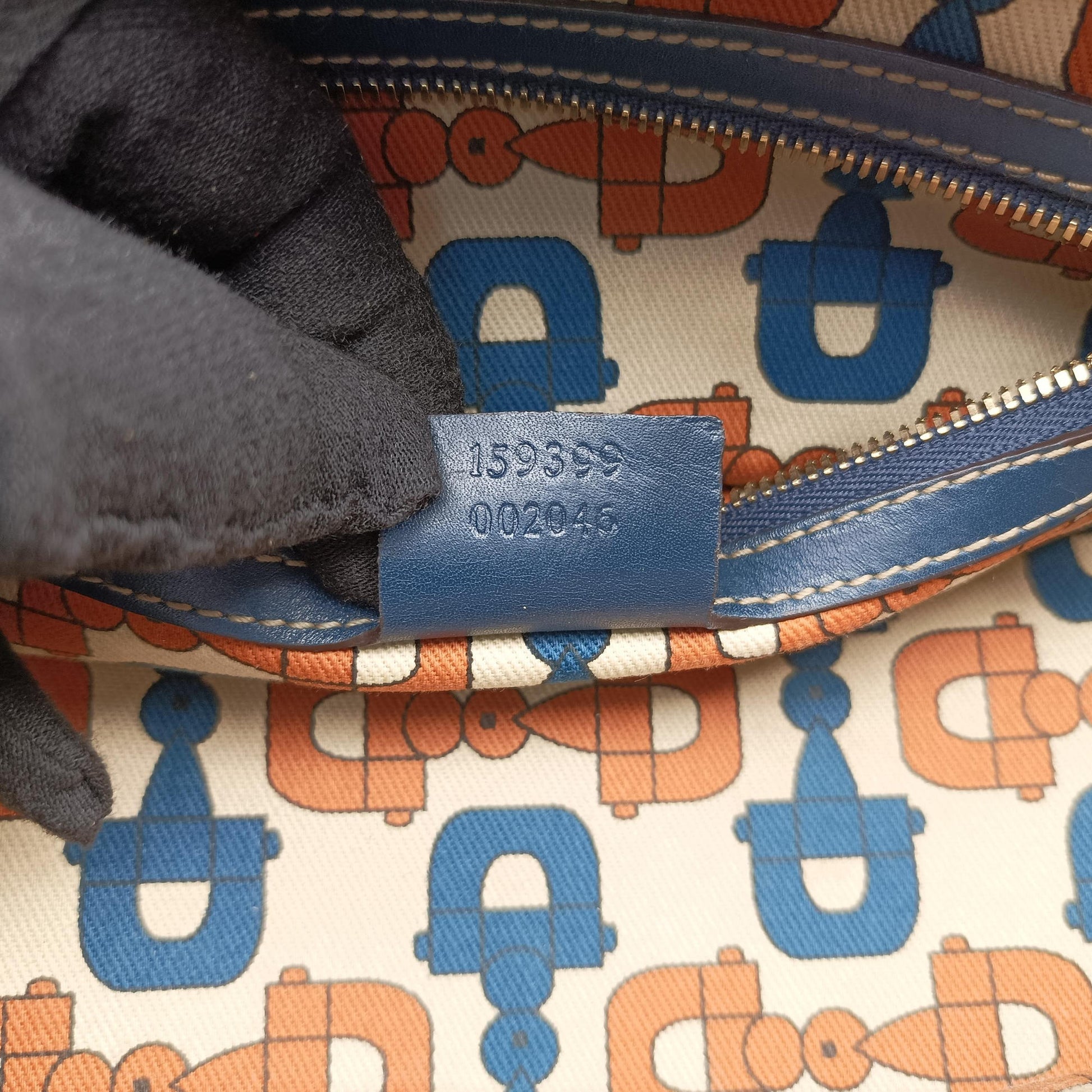 Horsebit Bamboo Wave Boston Blue Leather 159399 ホースビット バンブー ウェーブ ボストン ブルー レザー 159399 