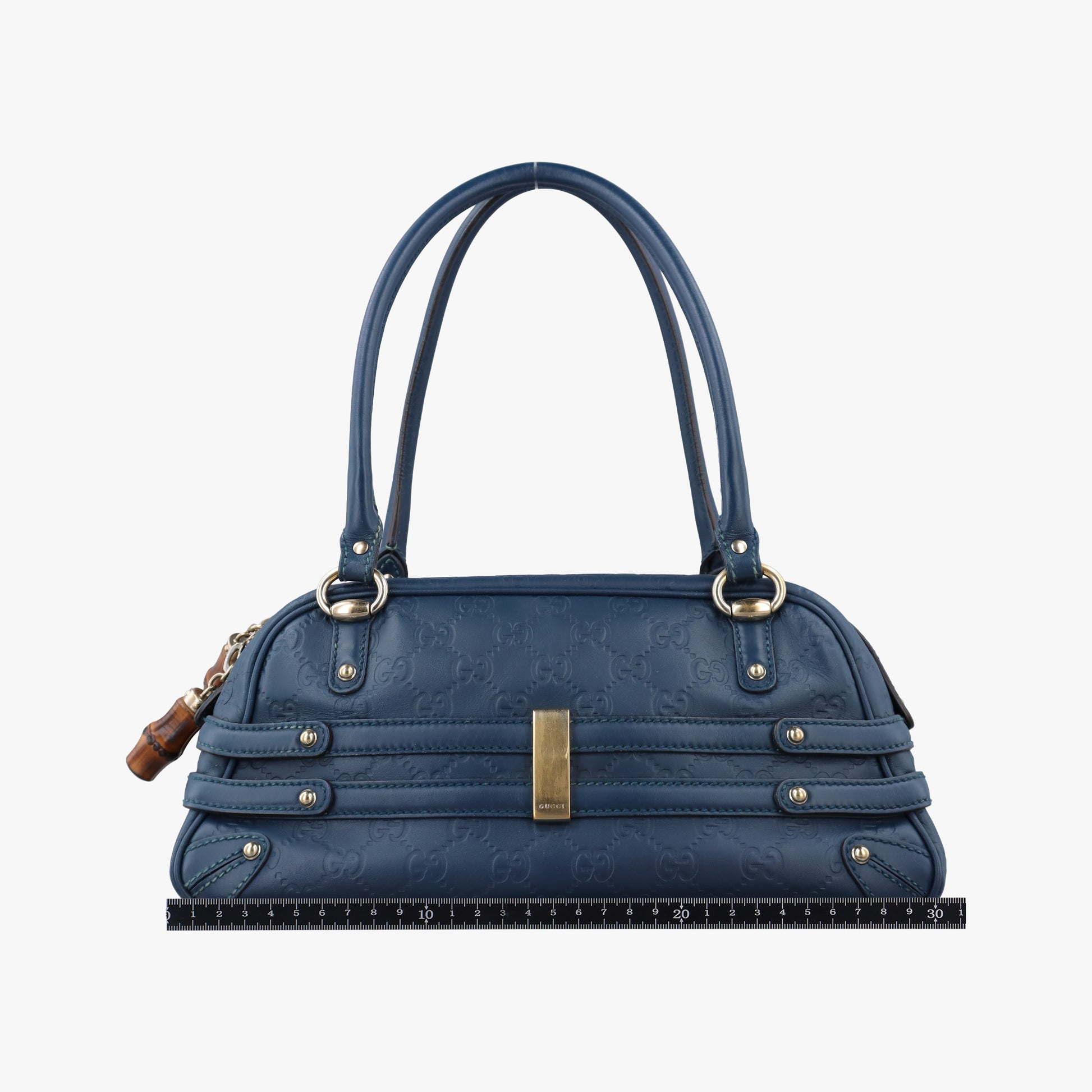 Horsebit Bamboo Wave Boston Blue Leather 159399 ホースビット バンブー ウェーブ ボストン ブルー レザー 159399 