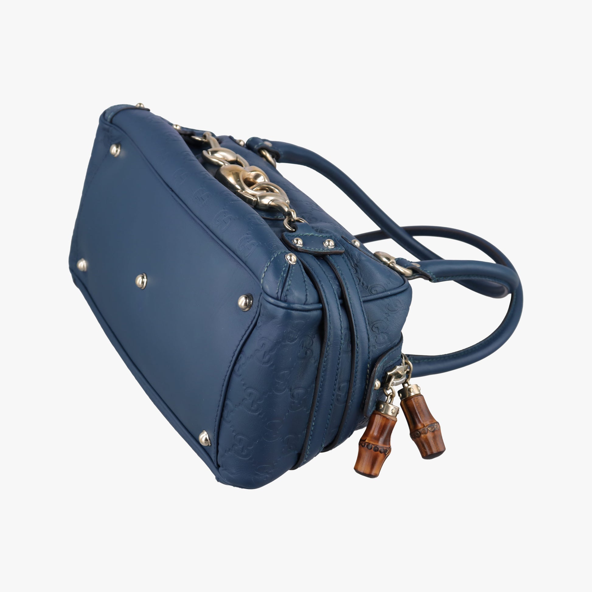 Horsebit Bamboo Wave Boston Blue Leather 159399 ホースビット バンブー ウェーブ ボストン ブルー レザー 159399 