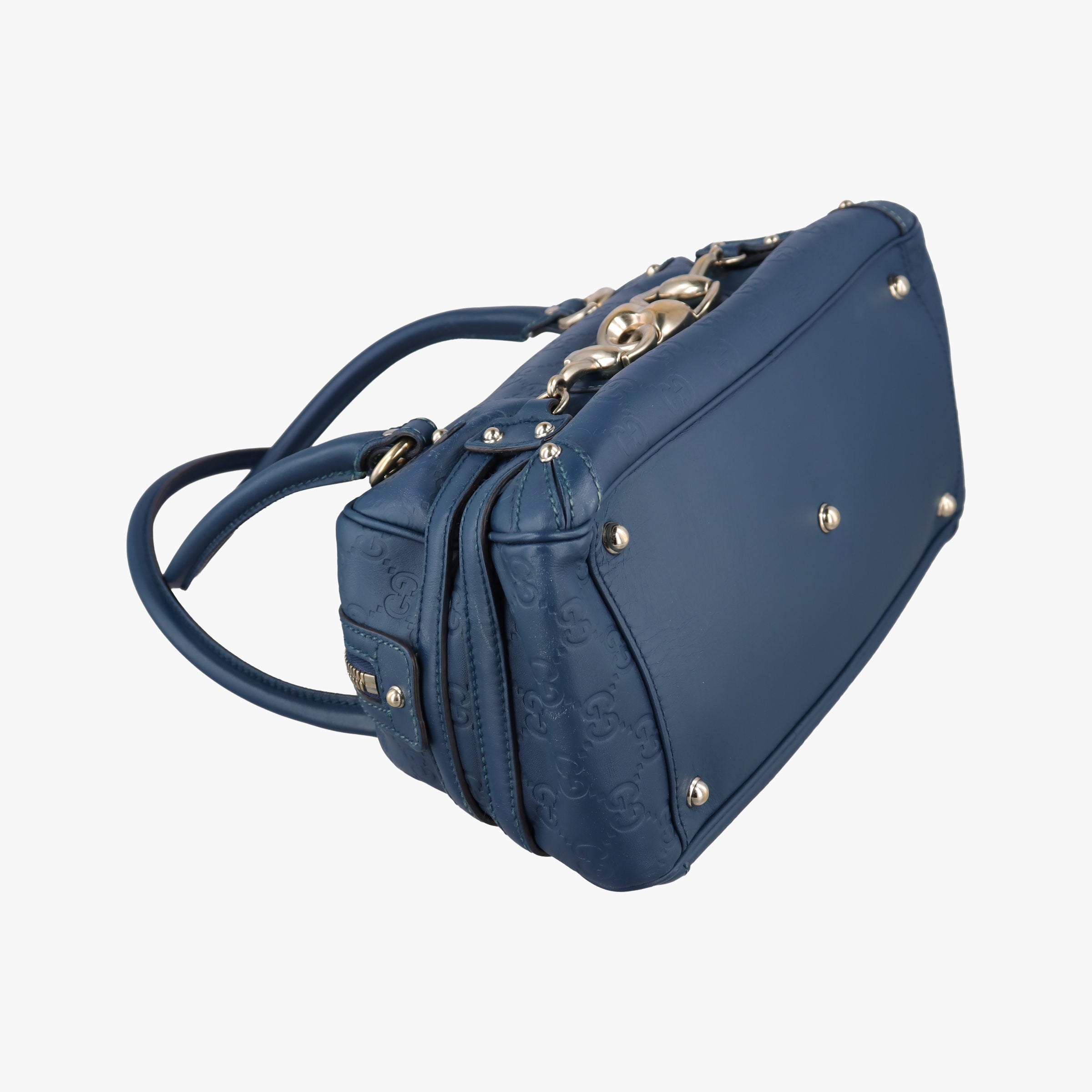 Horsebit Bamboo Wave Boston Blue Leather 159399 ホースビット バンブー ウェーブ ボストン ブルー レザー 159399 