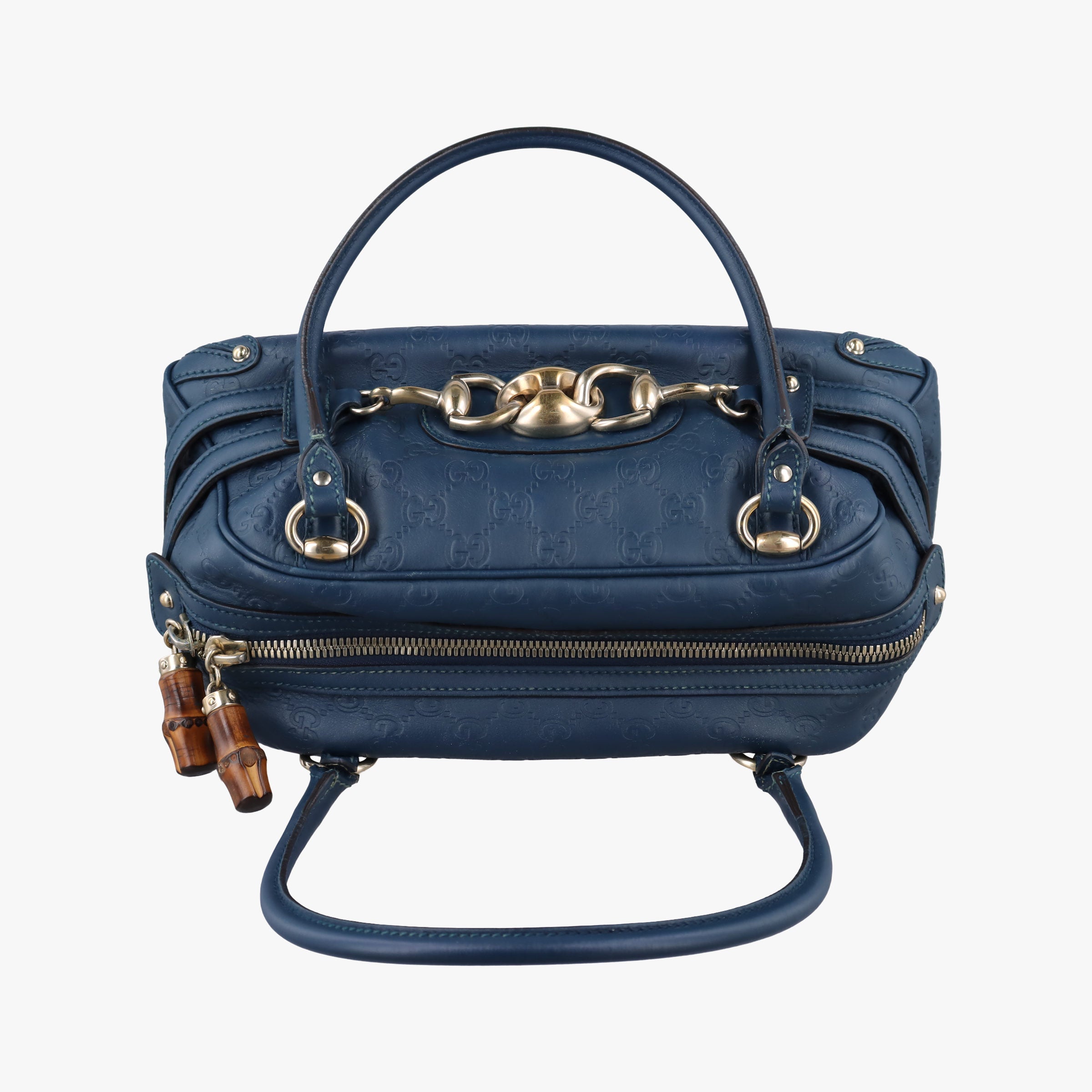 Horsebit Bamboo Wave Boston Blue Leather 159399 ホースビット バンブー ウェーブ ボストン ブルー レザー 159399 