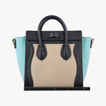 Luggage Micro shopper Beige×black×blue Leather W-CU-3105ラゲージマイクロショッパー ベージュ×ブラック×ブルー レザー W-CU-3105
