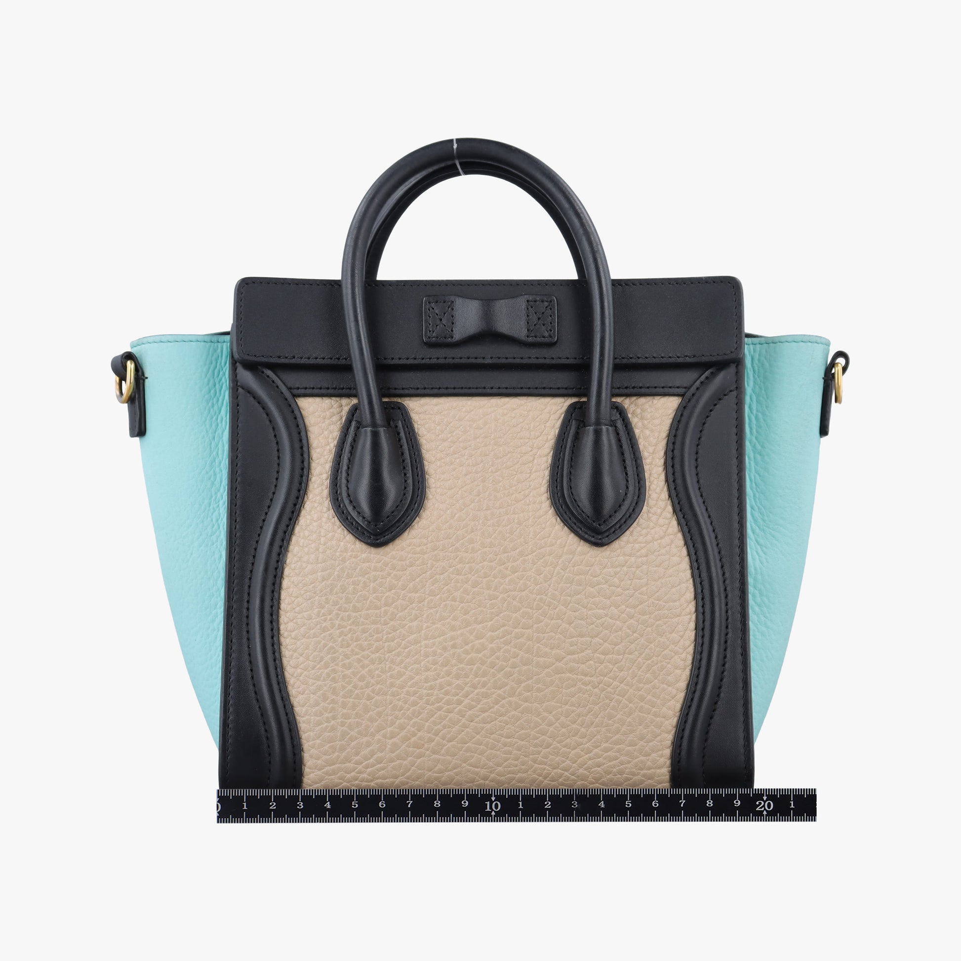 Luggage Micro shopper Beige×black×blue Leather W-CU-3105ラゲージマイクロショッパー ベージュ×ブラック×ブルー レザー W-CU-3105