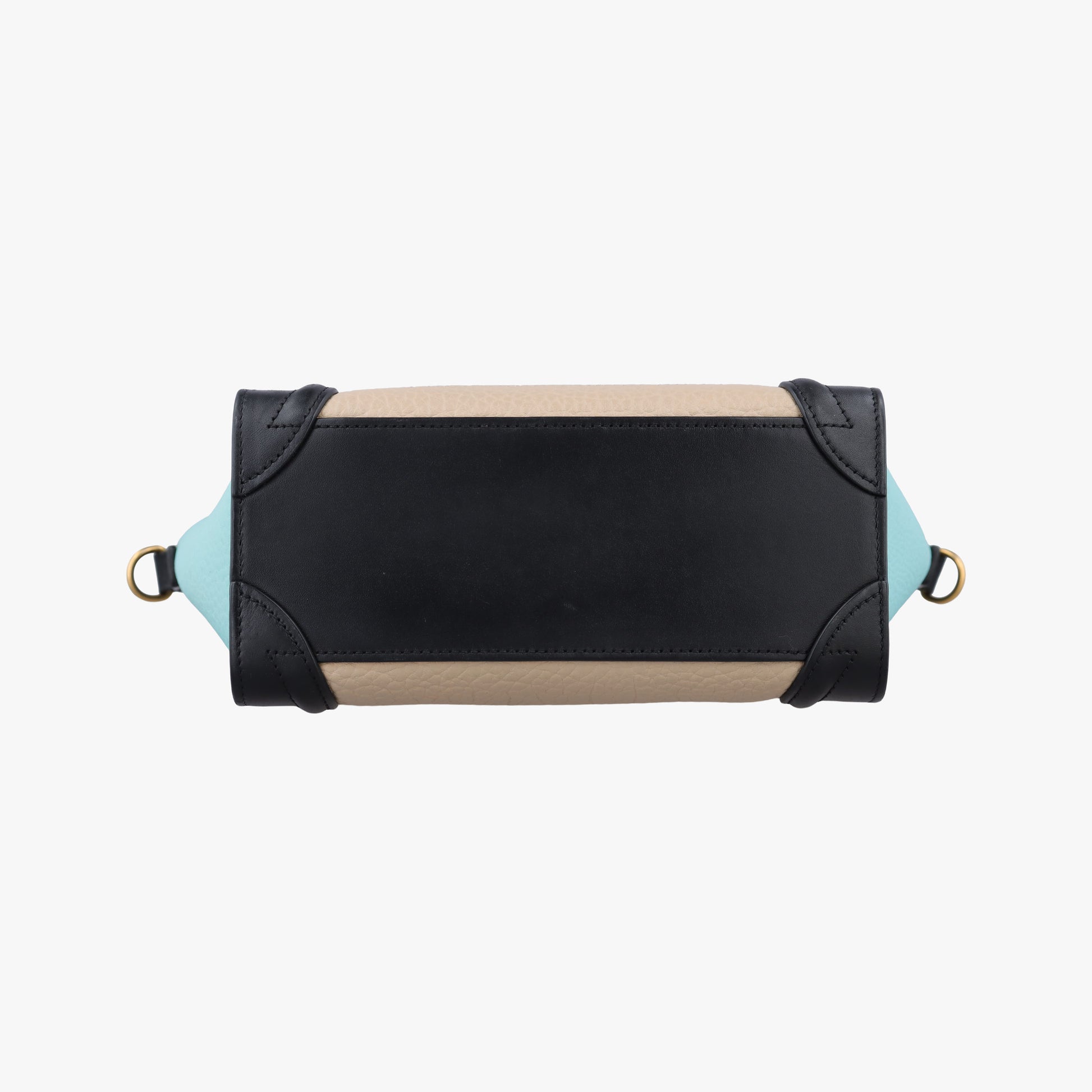 Luggage Micro shopper Beige×black×blue Leather W-CU-3105ラゲージマイクロショッパー ベージュ×ブラック×ブルー レザー W-CU-3105