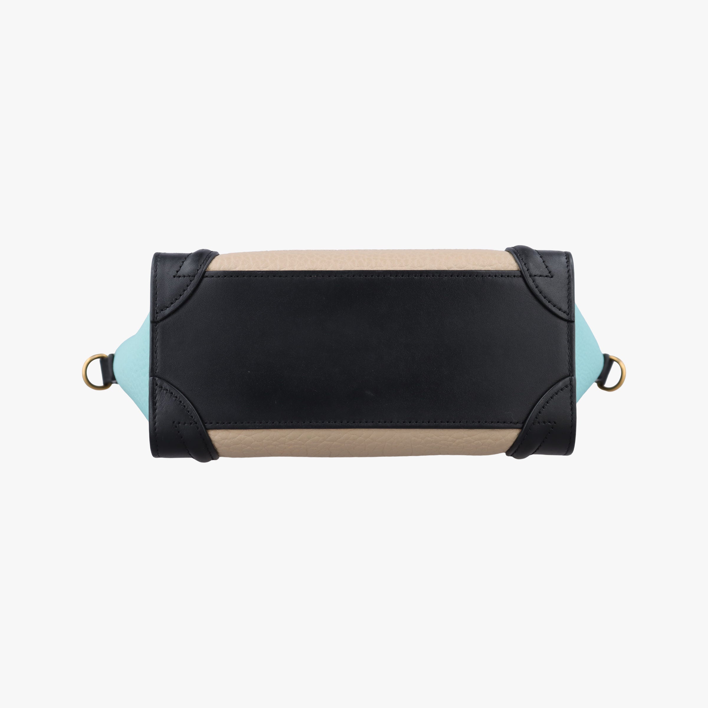 Luggage Micro shopper Beige×black×blue Leather W-CU-3105ラゲージマイクロショッパー ベージュ×ブラック×ブルー レザー W-CU-3105