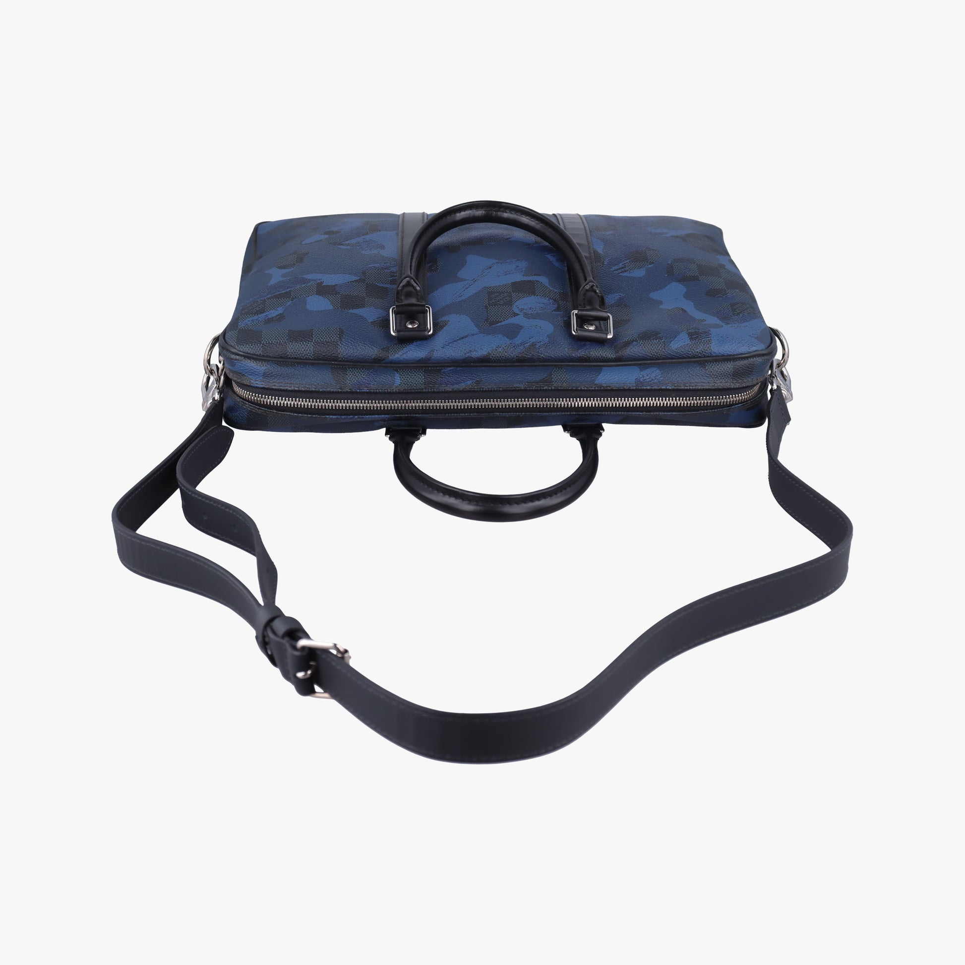 Porte Documents VoyagePM Blue Camouflage Damier Cobalt Canvas N41507 GI1156ポルトドキュマンヴォワヤージュPM ブルー カモフラージュ ダミエ コバルトキャンバス N41507 GI1156