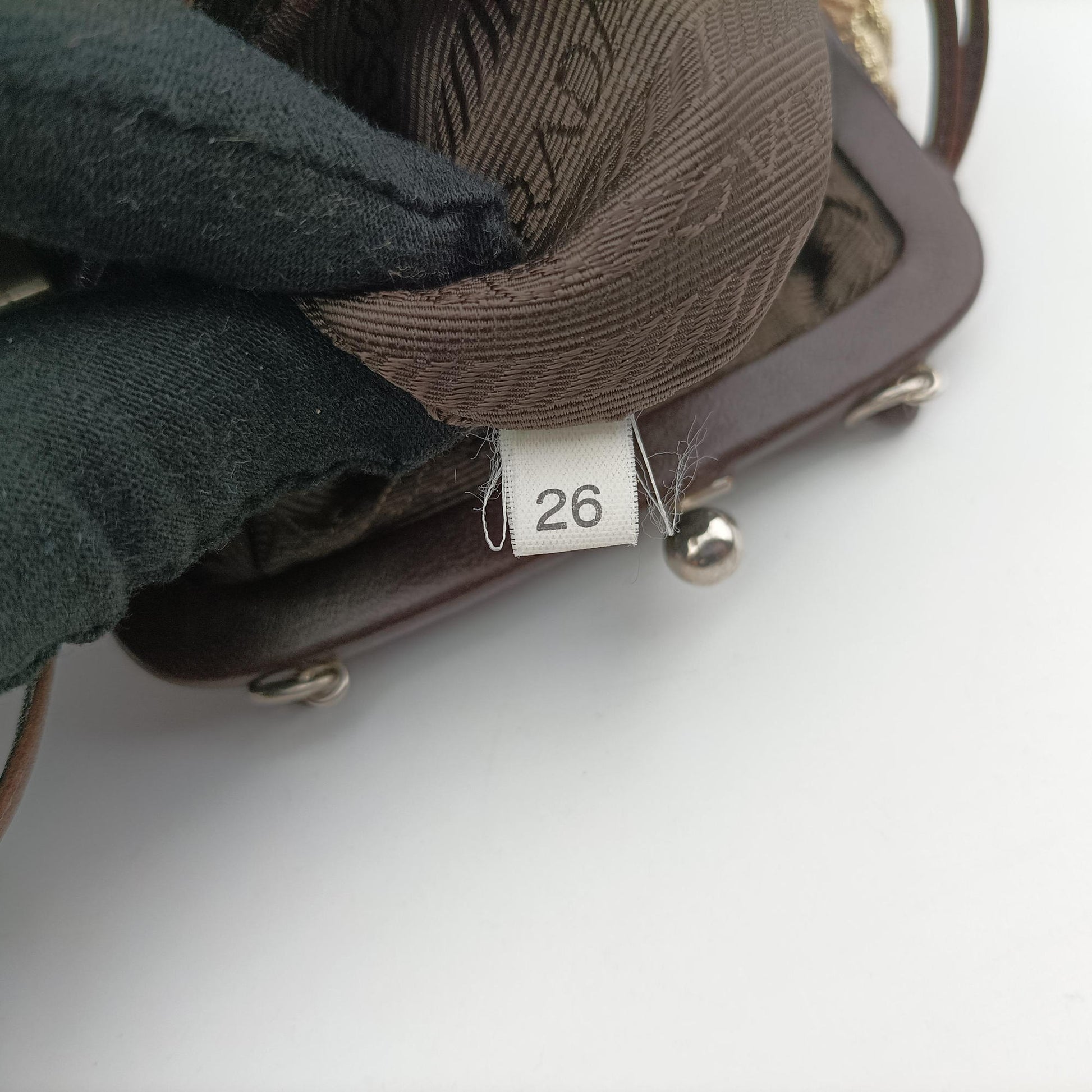 Kisslock BeigexBrown fabric 26キスロック ベージュxブラウン ファブリック BT0323 26