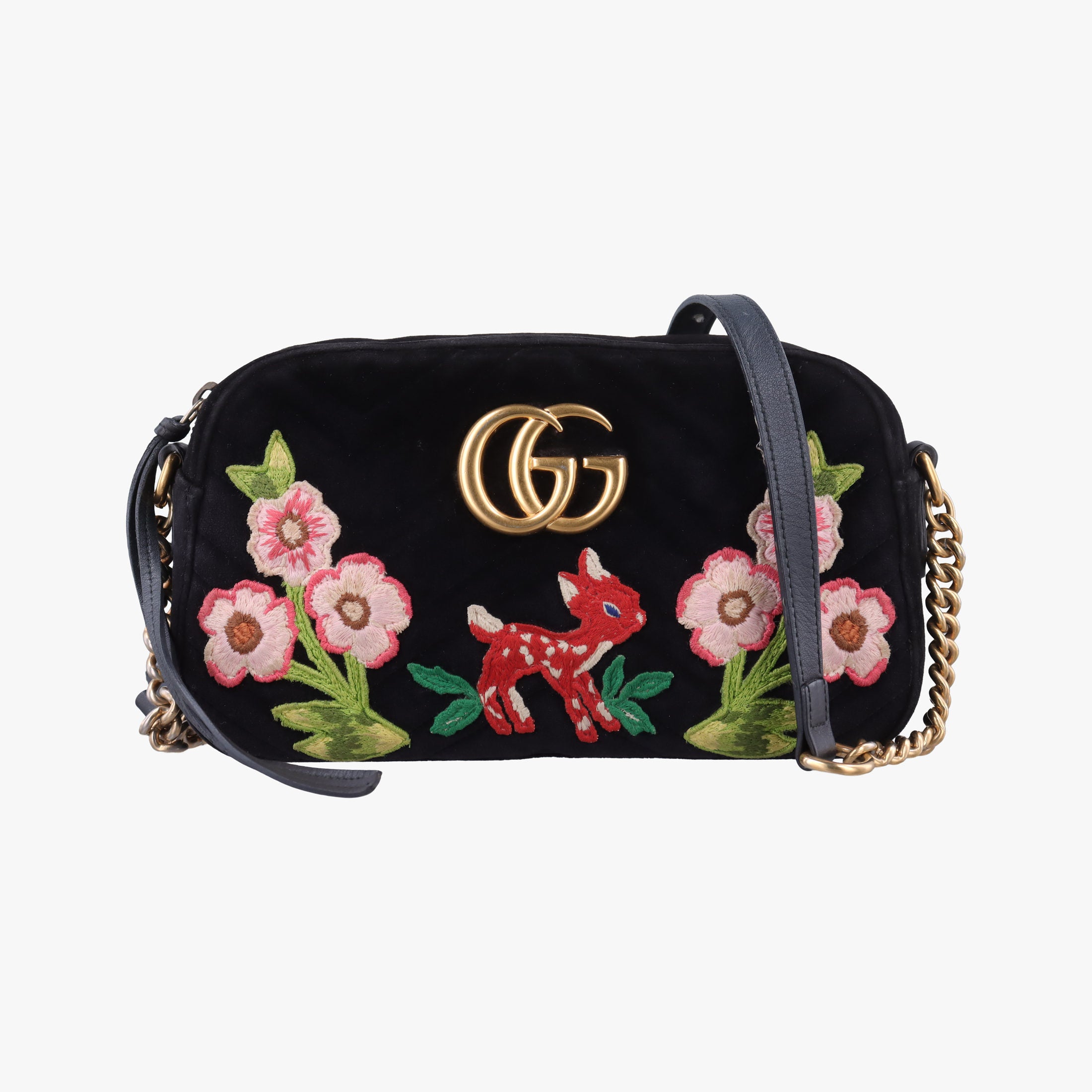 GG Marmont Black×Multicolour velour 447632 F025171587GGマーモント ブラック×マルチカラー ベロア 447632 F025171587