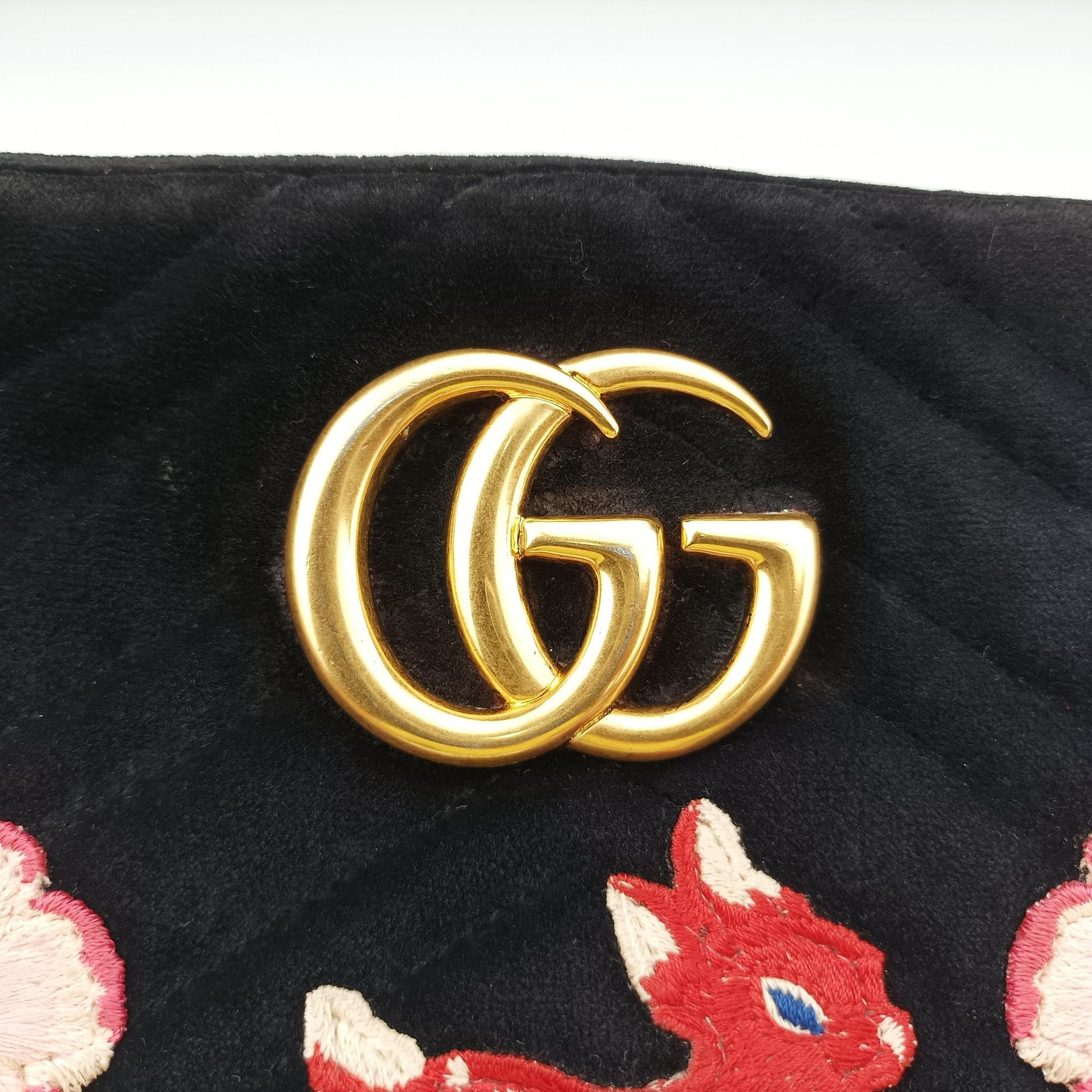 GG Marmont Black×Multicolour velour 447632 F025171587GGマーモント ブラック×マルチカラー ベロア 447632 F025171587