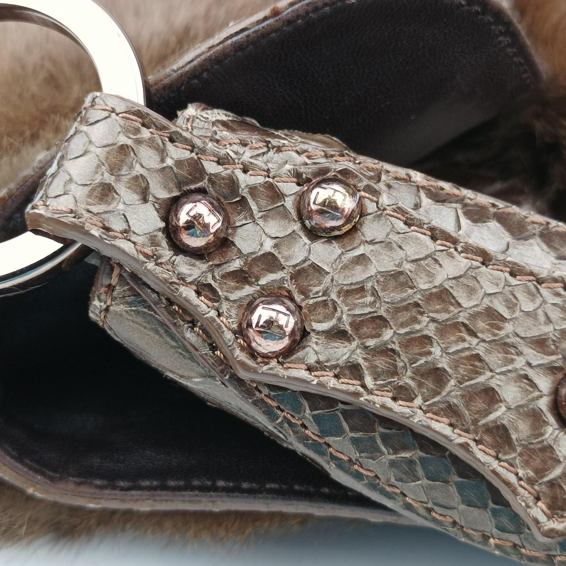Chef Brown Mink Fur × Python 8BR445 2373-8BR353-JQQ-039シェフ ブラウン ミンク × パイソン 8BR445 2373-8BR353-JQQ-039