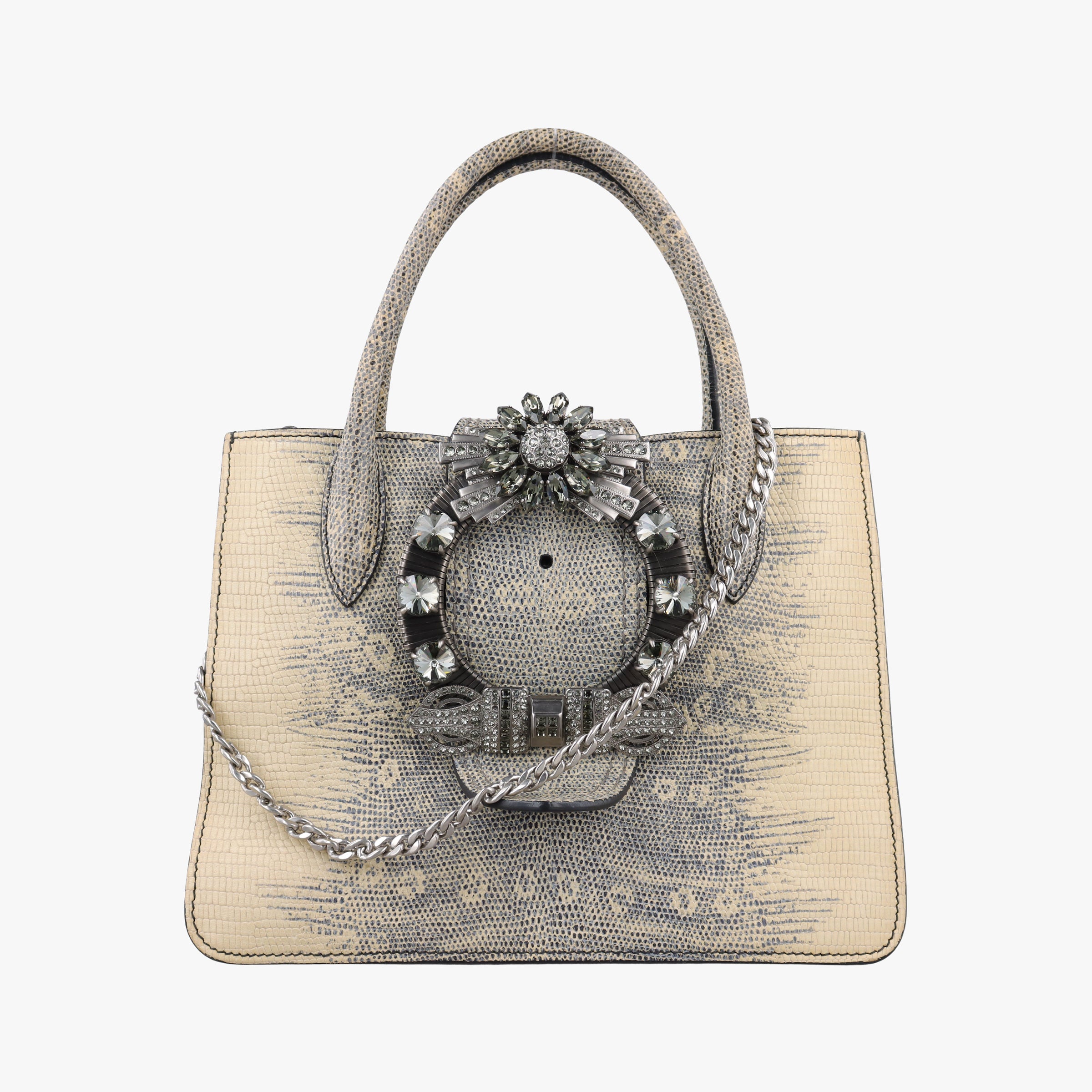 Miu Lady Beige Lizard Embossed Leather 5BA044 53ミュウ レディ ベージュ リザード型押しレザー 5BA044 53