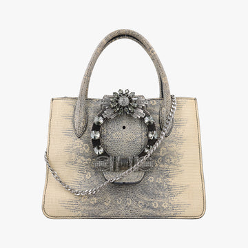 Miu Lady Beige Lizard Embossed Leather 5BA044 53ミュウ レディ ベージュ リザード型押しレザー 5BA044 53