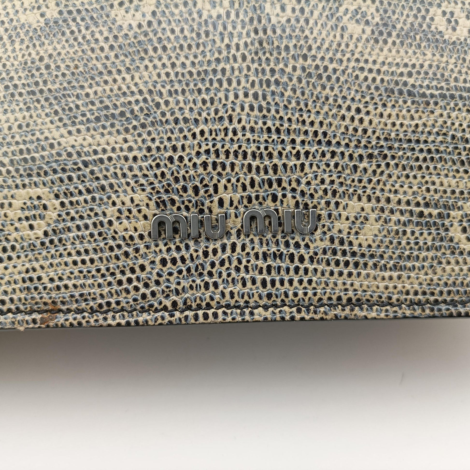 Miu Lady Beige Lizard Embossed Leather 5BA044 53ミュウ レディ ベージュ リザード型押しレザー 5BA044 53
