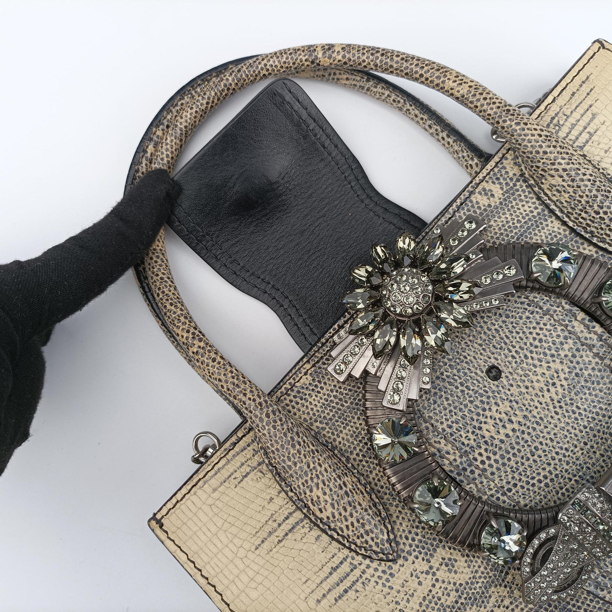 Miu Lady Beige Lizard Embossed Leather 5BA044 53ミュウ レディ ベージュ リザード型押しレザー 5BA044 53